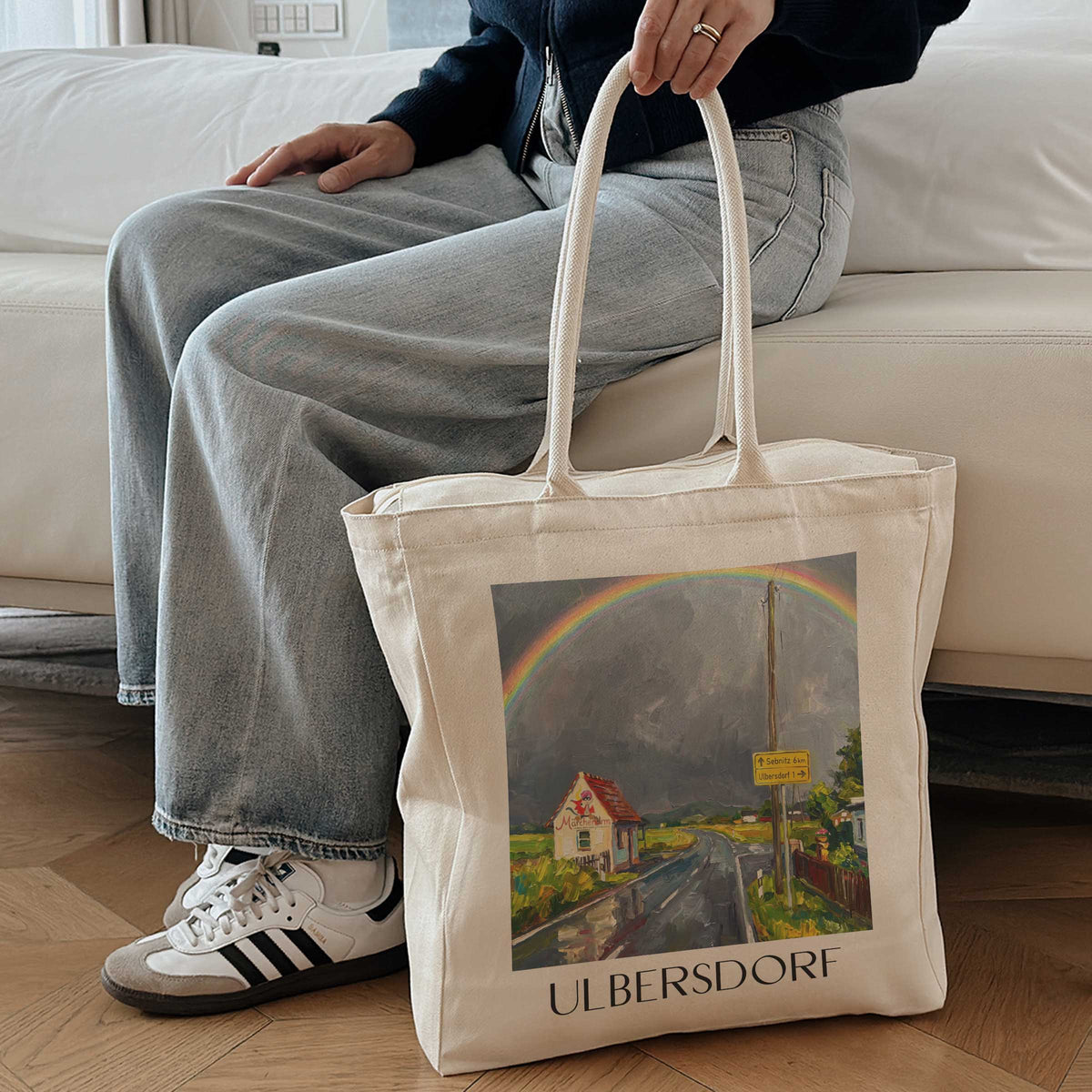 ulbersdorf-sächsische-schweiz-deutschland-einkaufstasche-oil-painting-oelgemaelde