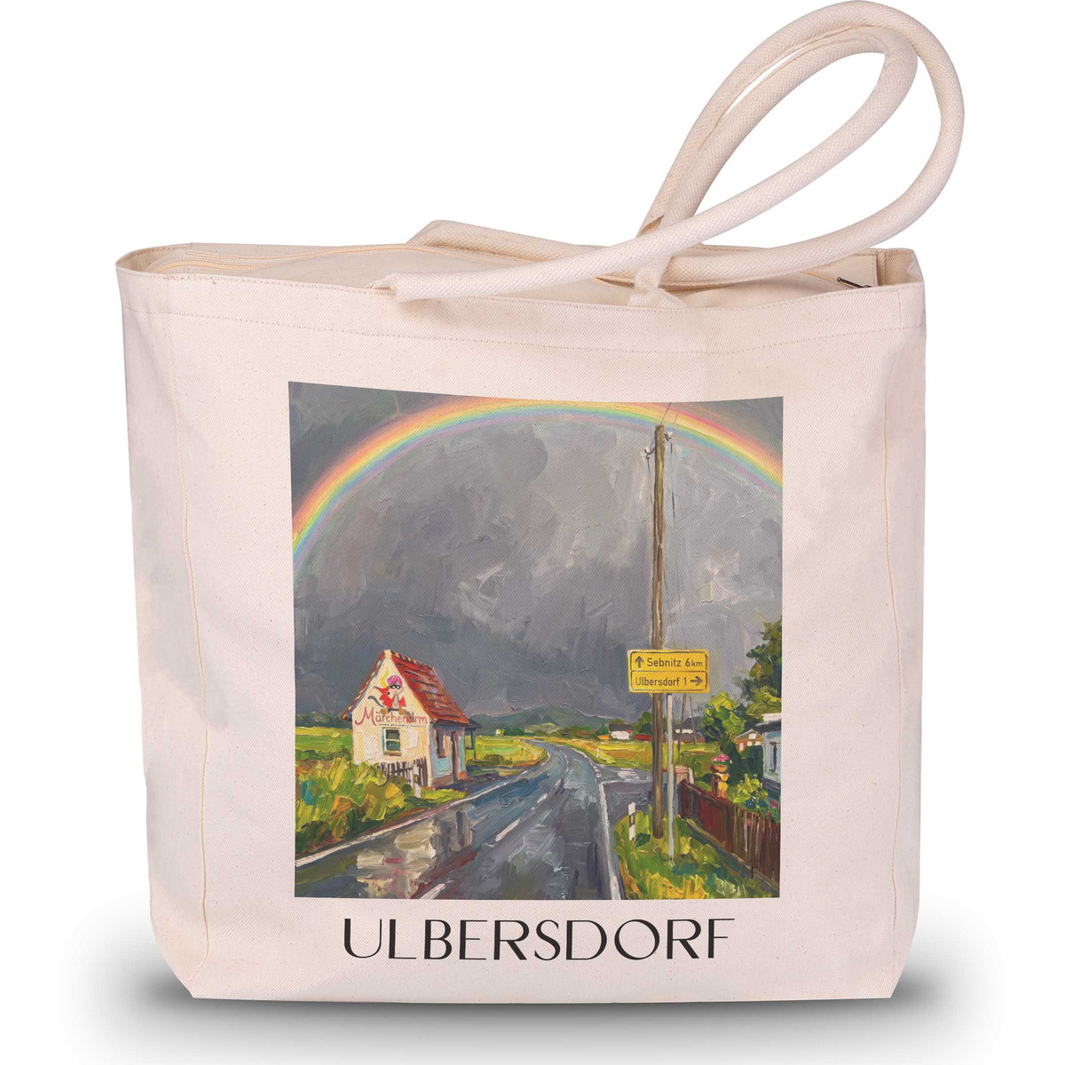 Ulbersdorf Shopping Tasche - Sächsische Schweiz - Deutschland Tote Bag - Einkaufstasche im Ölgemälde Stil - favplace