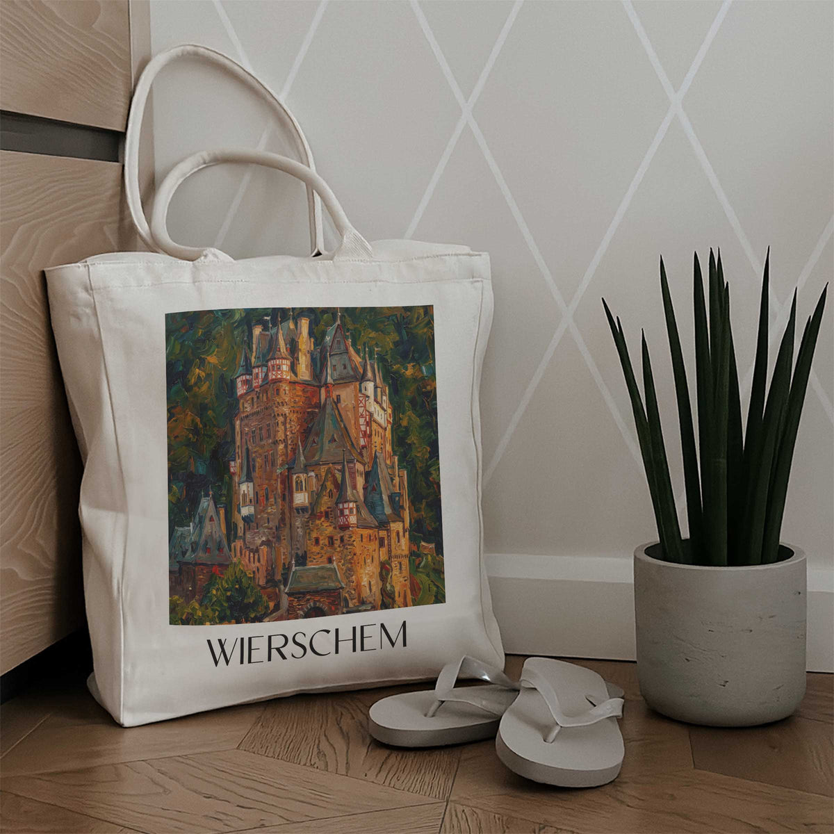 wierschem-eifel-deutschland-einkaufstasche-oil-painting-oelgemaelde