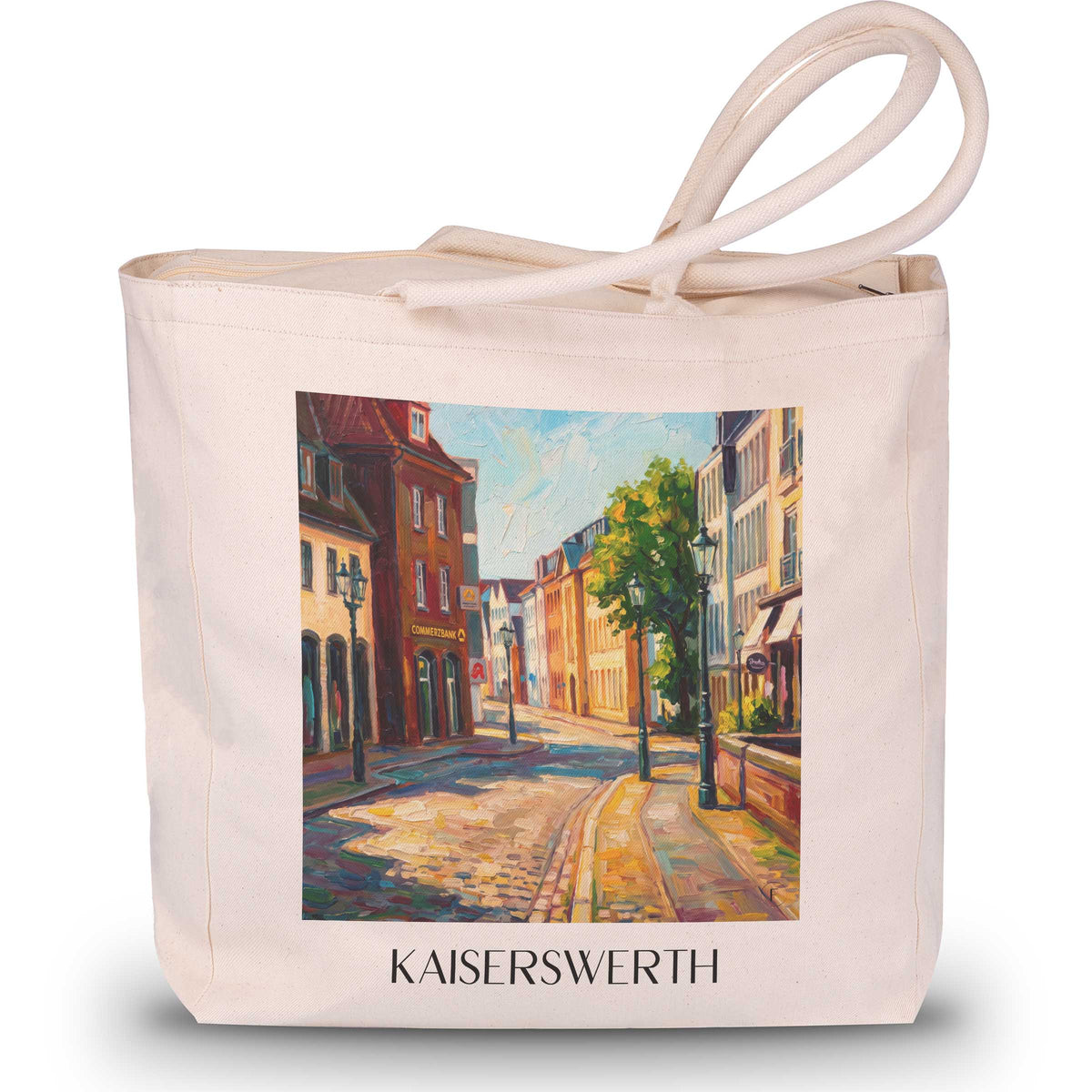 kaiserswerth-düsseldorf-deutschland-einkaufstasche-oil-painting-oelgemaelde