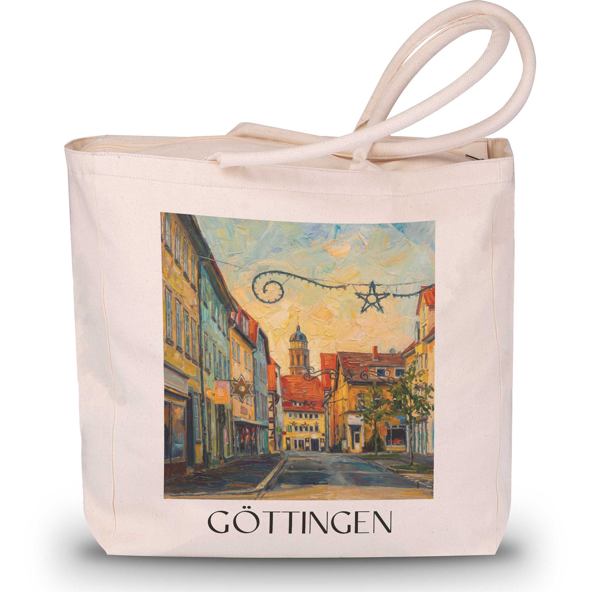 Göttingen Shopping Tasche - Südniedersachsen - Deutschland Tote Bag - Einkaufstasche im Ölgemälde Stil - favplace