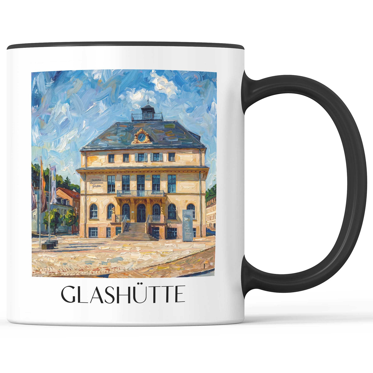 Glashütte Kaffeebecher - Osterzgebirge - Deutschland Becher - Kaffeetasse im Ölgemälde Stil