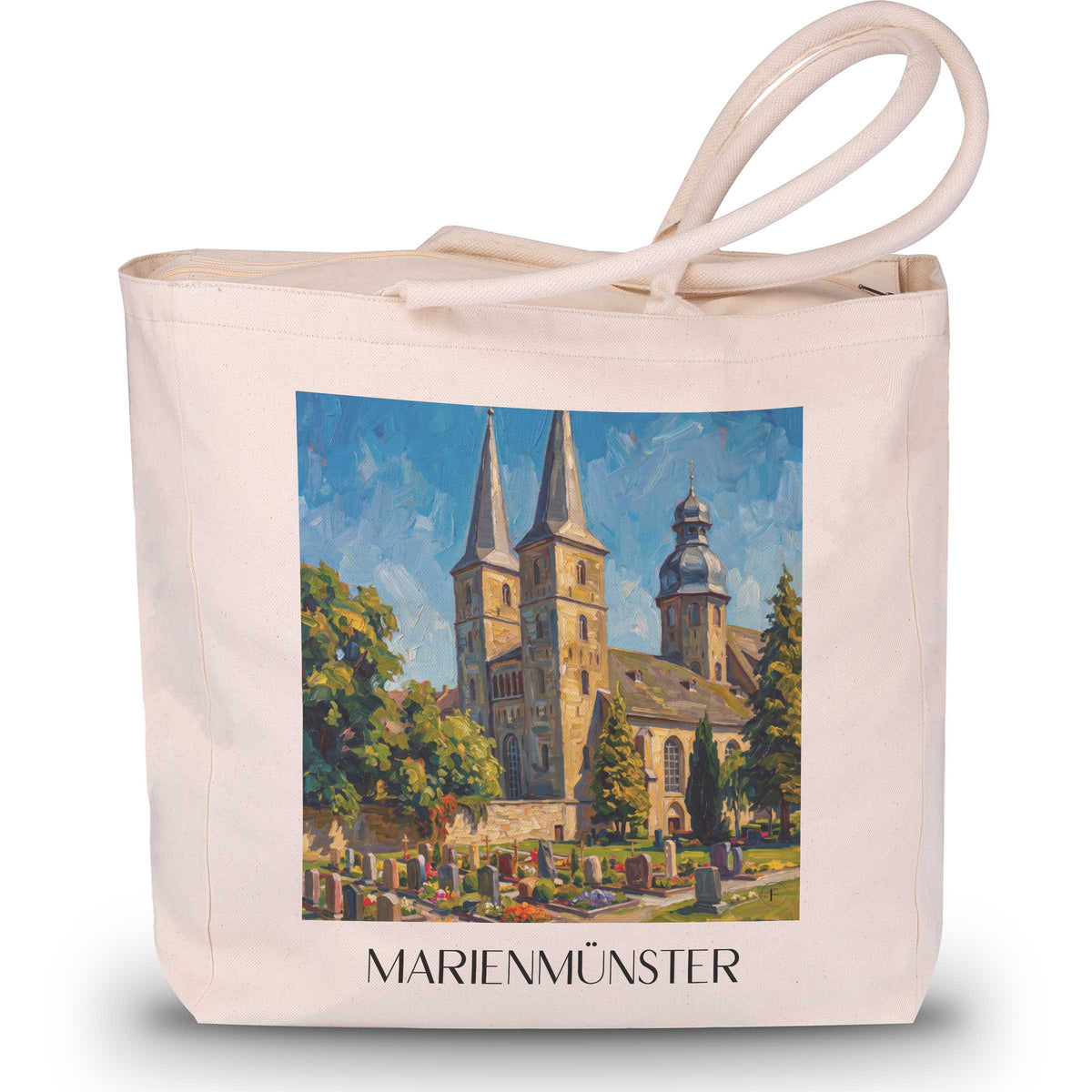 marienmünster-ostwestfalen-deutschland-einkaufstasche-oil-painting-oelgemaelde