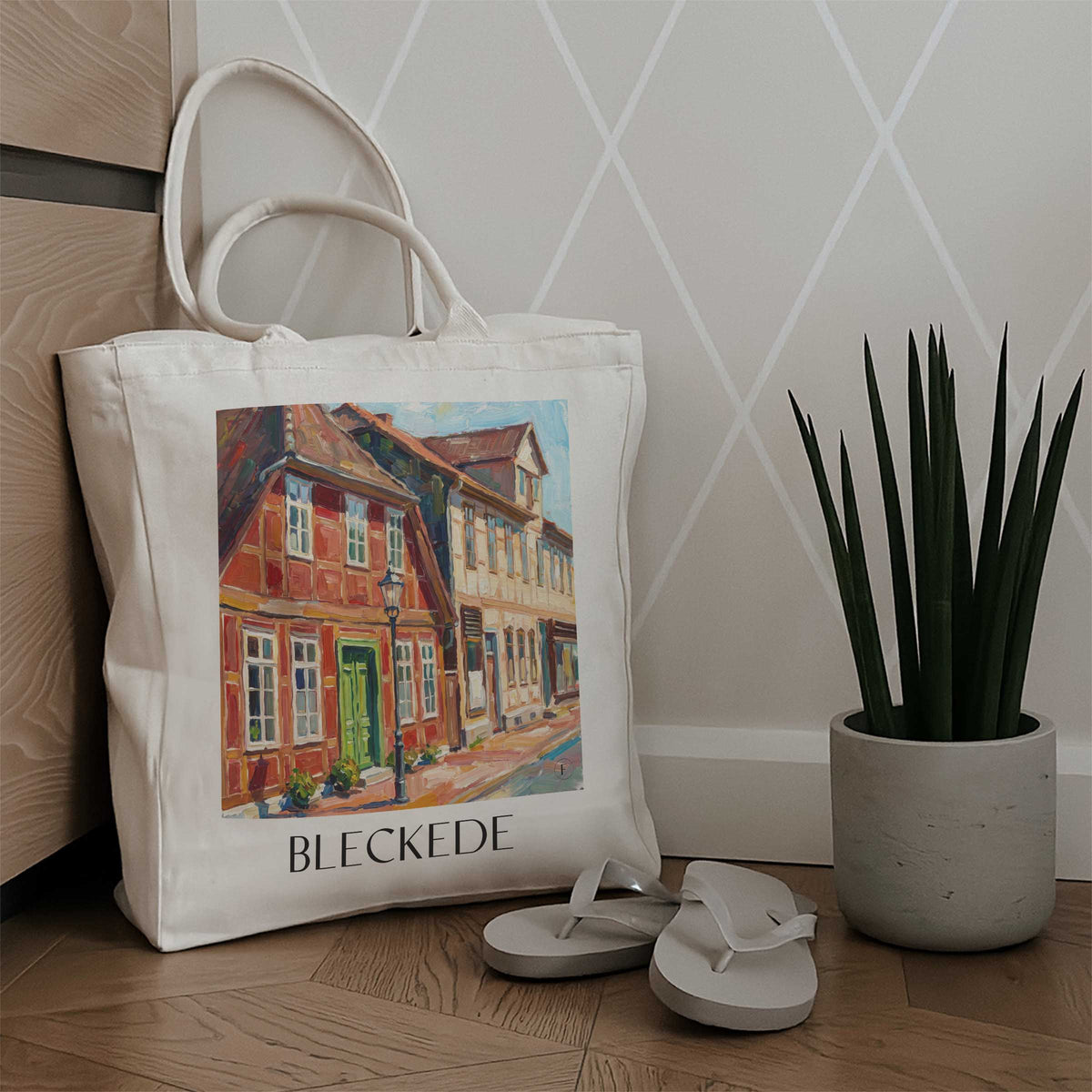 bleckede-elbtalaue-deutschland-einkaufstasche-oil-painting-oelgemaelde