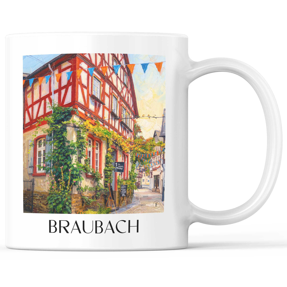 Braubach Kaffeebecher - Mittelrheintal - Deutschland Becher - Kaffeetasse im Ölgemälde Stil