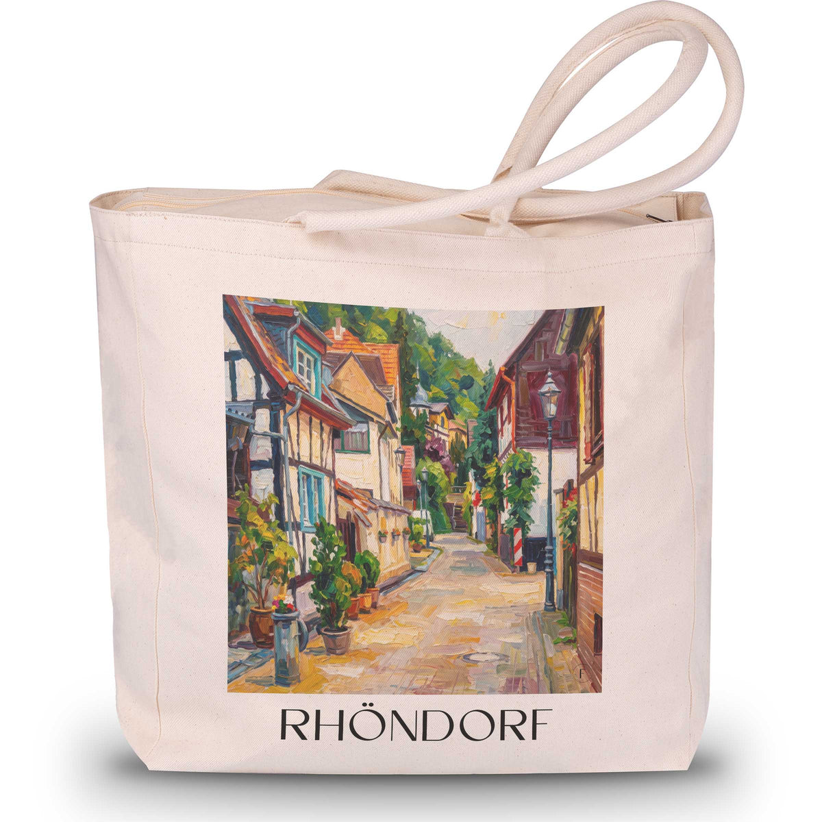 Rhöndorf Shopping Tasche - Mittelrhein - Deutschland Tote Bag - Einkaufstasche im Ölgemälde Stil - favplace
