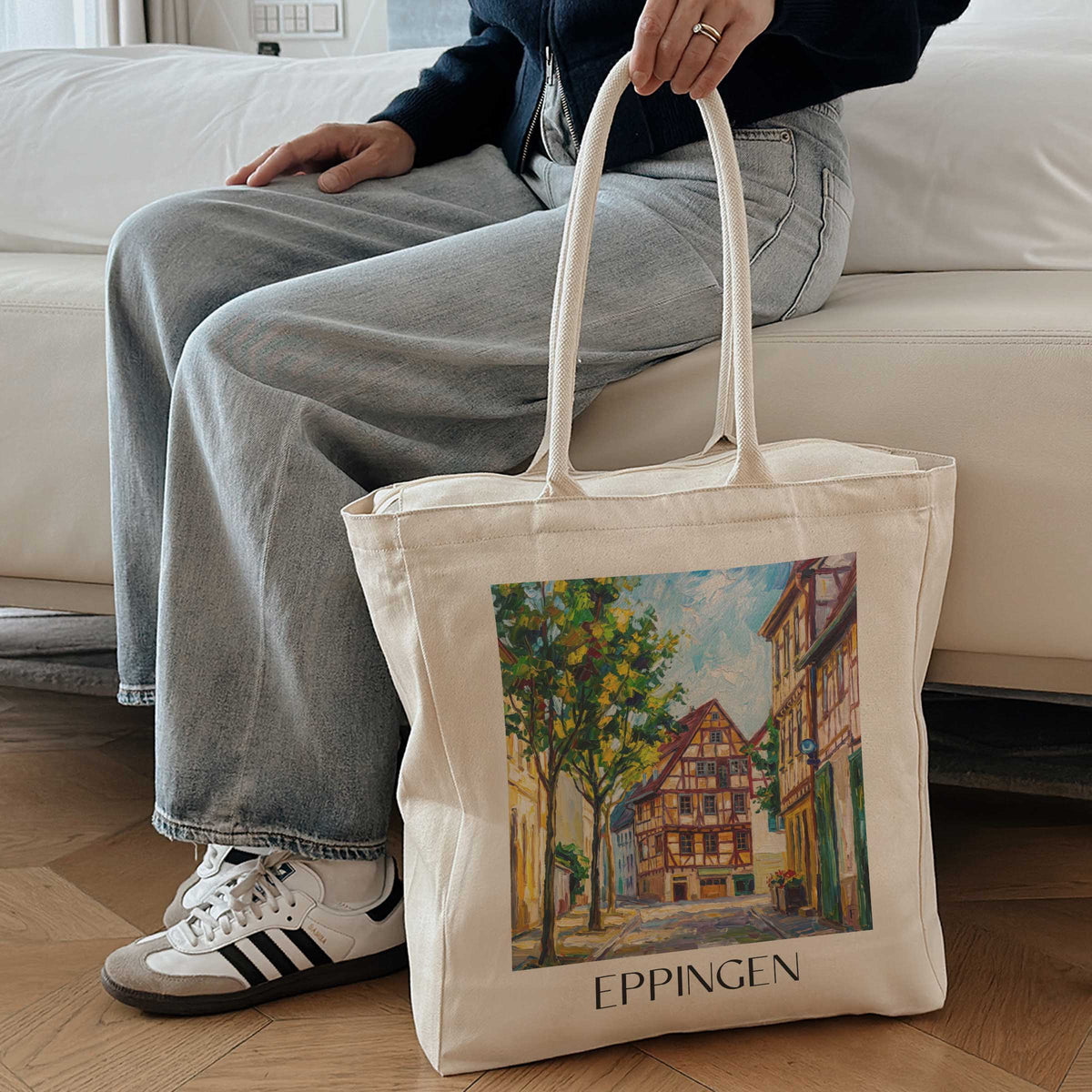 eppingen-kraichgau-deutschland-einkaufstasche-oil-painting-oelgemaelde