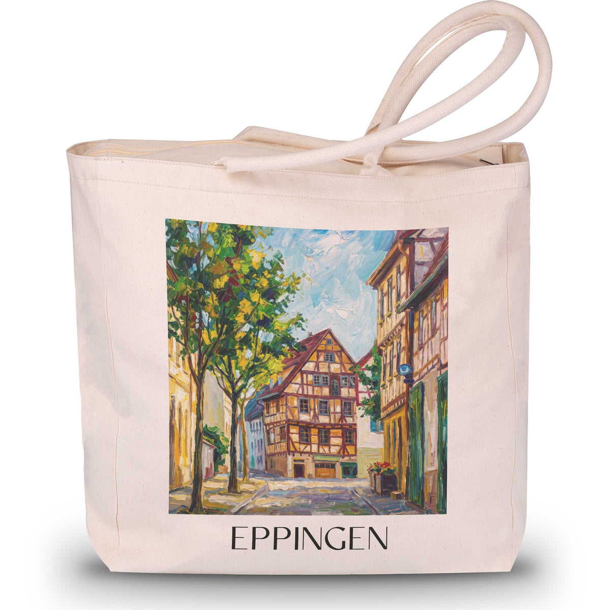 Eppingen Shopping Tasche - Kraichgau - Deutschland Tote Bag - Einkaufstasche im Ölgemälde Stil - favplace