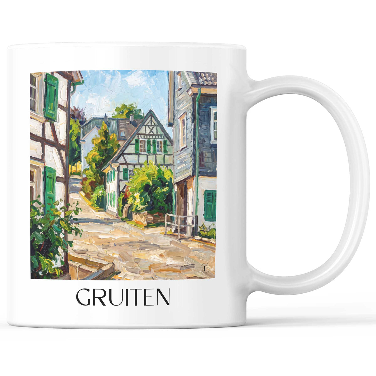 Gruiten Kaffeebecher - Bergisches Land - Deutschland Becher - Kaffeetasse im Ölgemälde Stil
