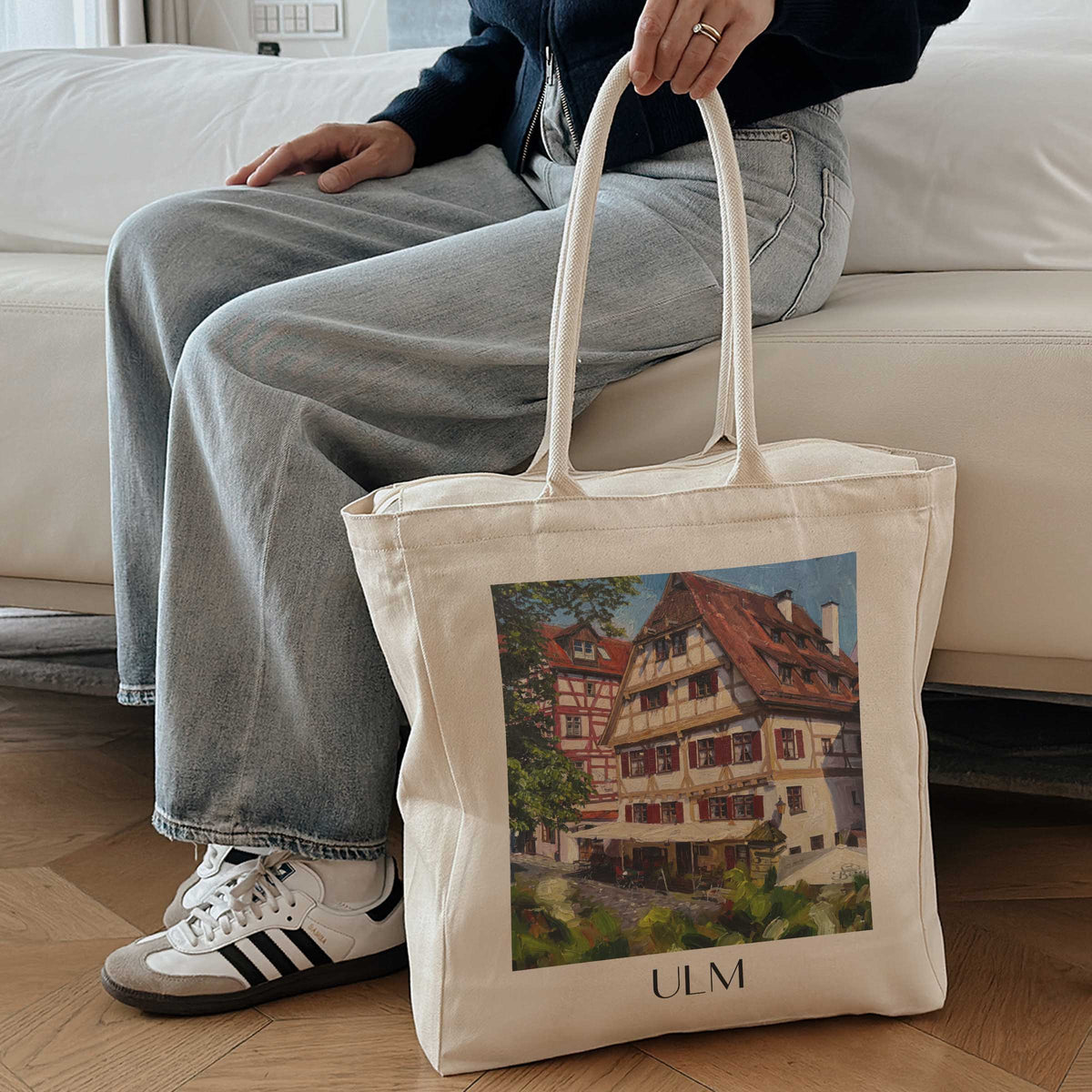 ulm-schwäbische-alb-deutschland-einkaufstasche-oil-painting-oelgemaelde