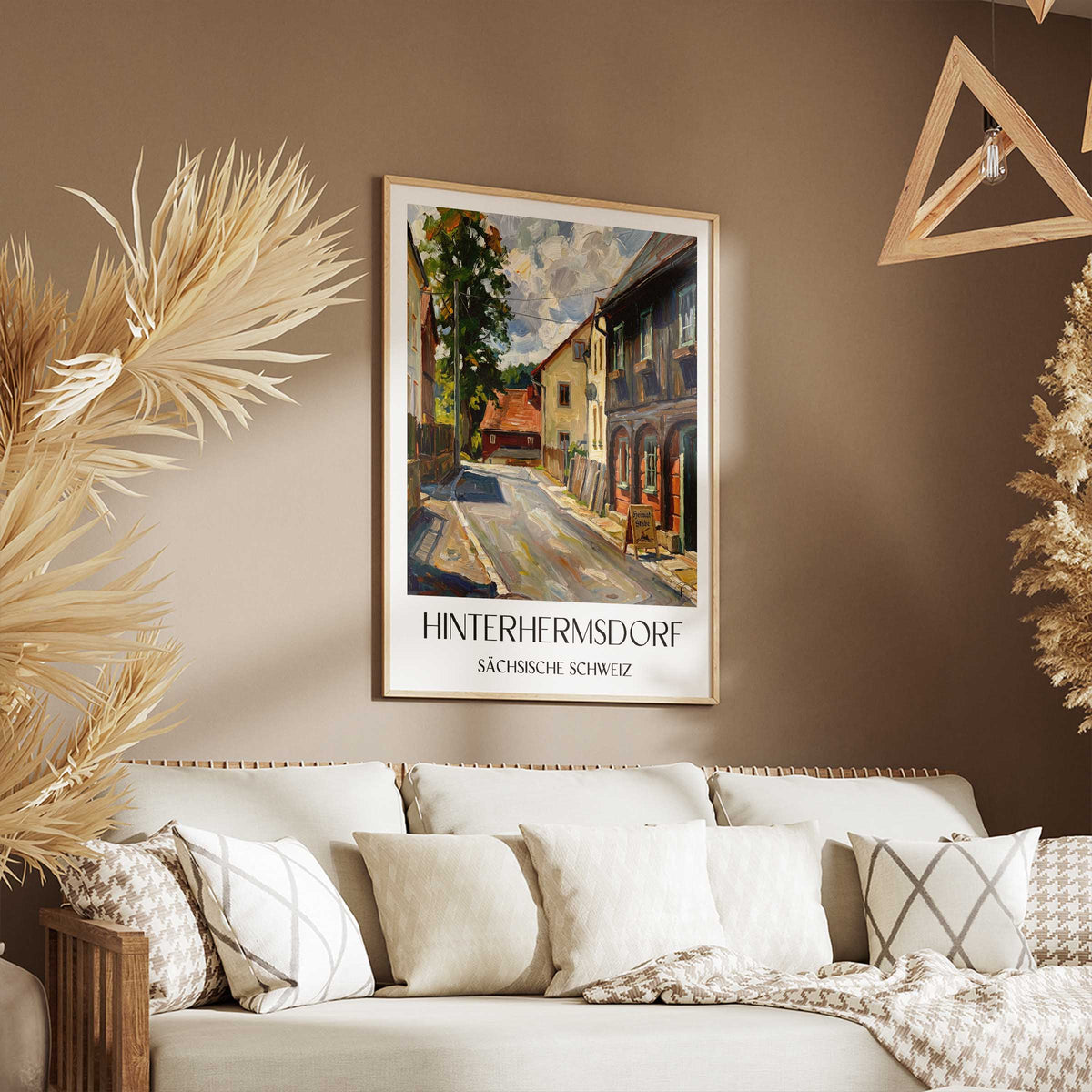 hinterhermsdorf-sächsische-schweiz-deutschland-poster-oil-painting-oelgemaelde