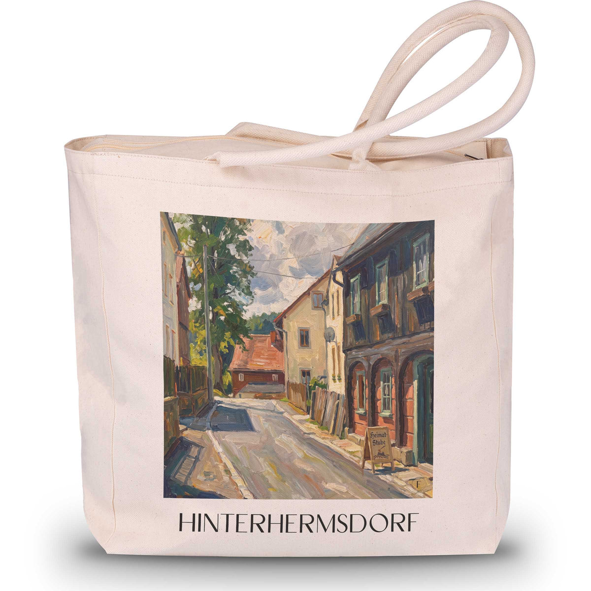 Hinterhermsdorf Shopping Tasche - Sächsische Schweiz - Deutschland Tote Bag - Einkaufstasche im Ölgemälde Stil - favplace