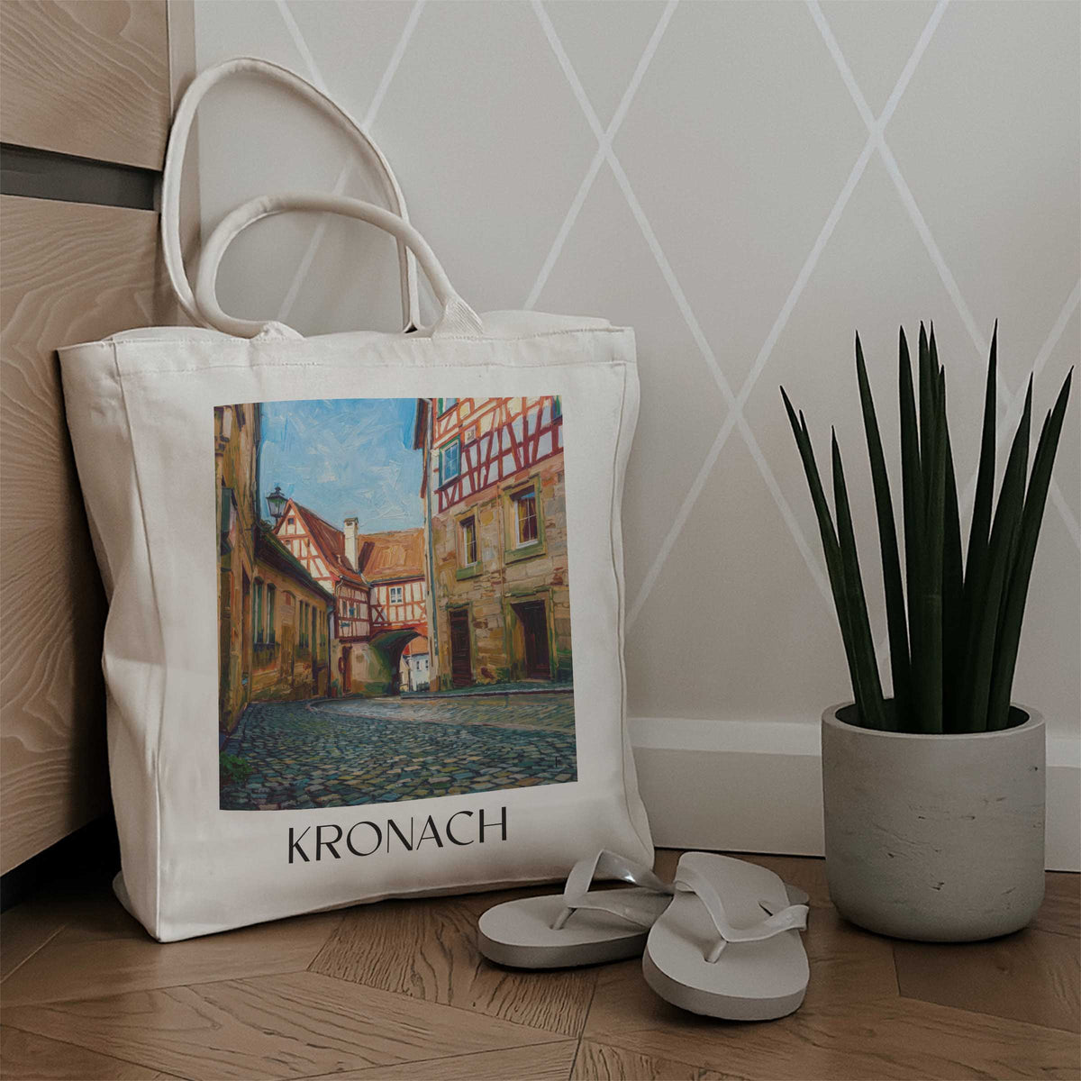 kronach-frankenwald-deutschland-einkaufstasche-oil-painting-oelgemaelde