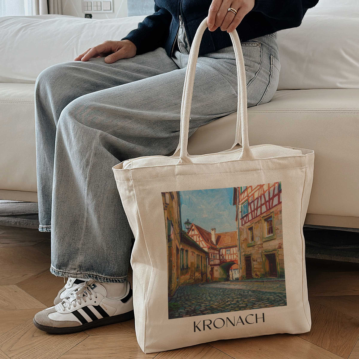 kronach-frankenwald-deutschland-einkaufstasche-oil-painting-oelgemaelde