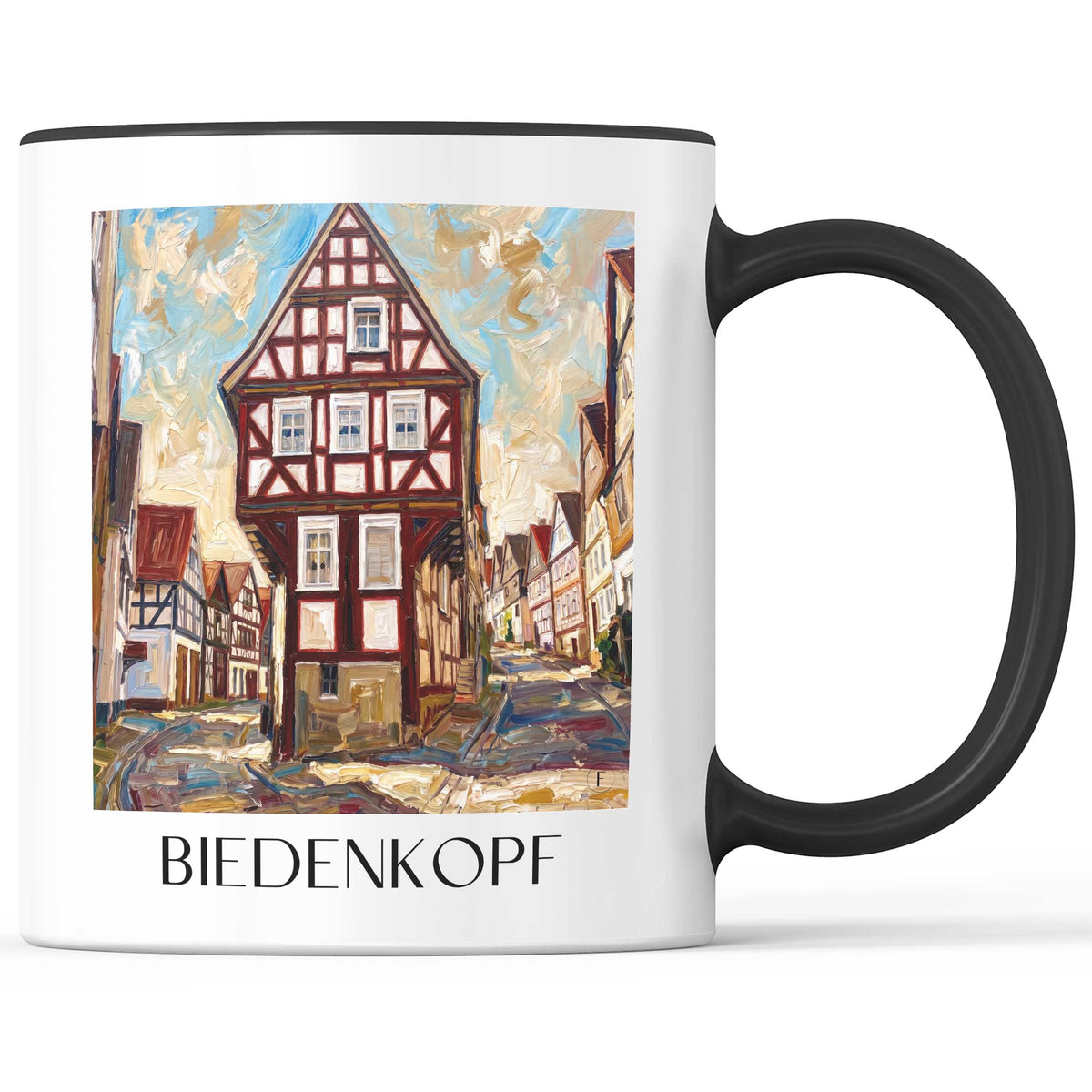 Biedenkopf Kaffeebecher - Lahn-Dill-Bergland - Deutschland Becher - Kaffeetasse im Ölgemälde Stil