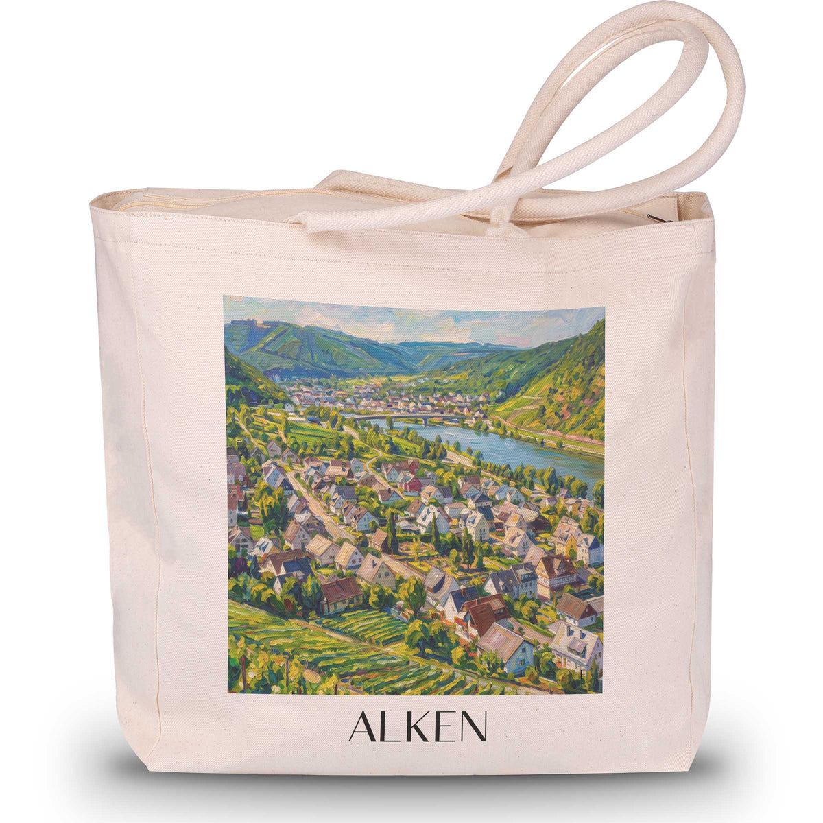 alken-moseltal-deutschland-einkaufstasche-oil-painting-oelgemaelde