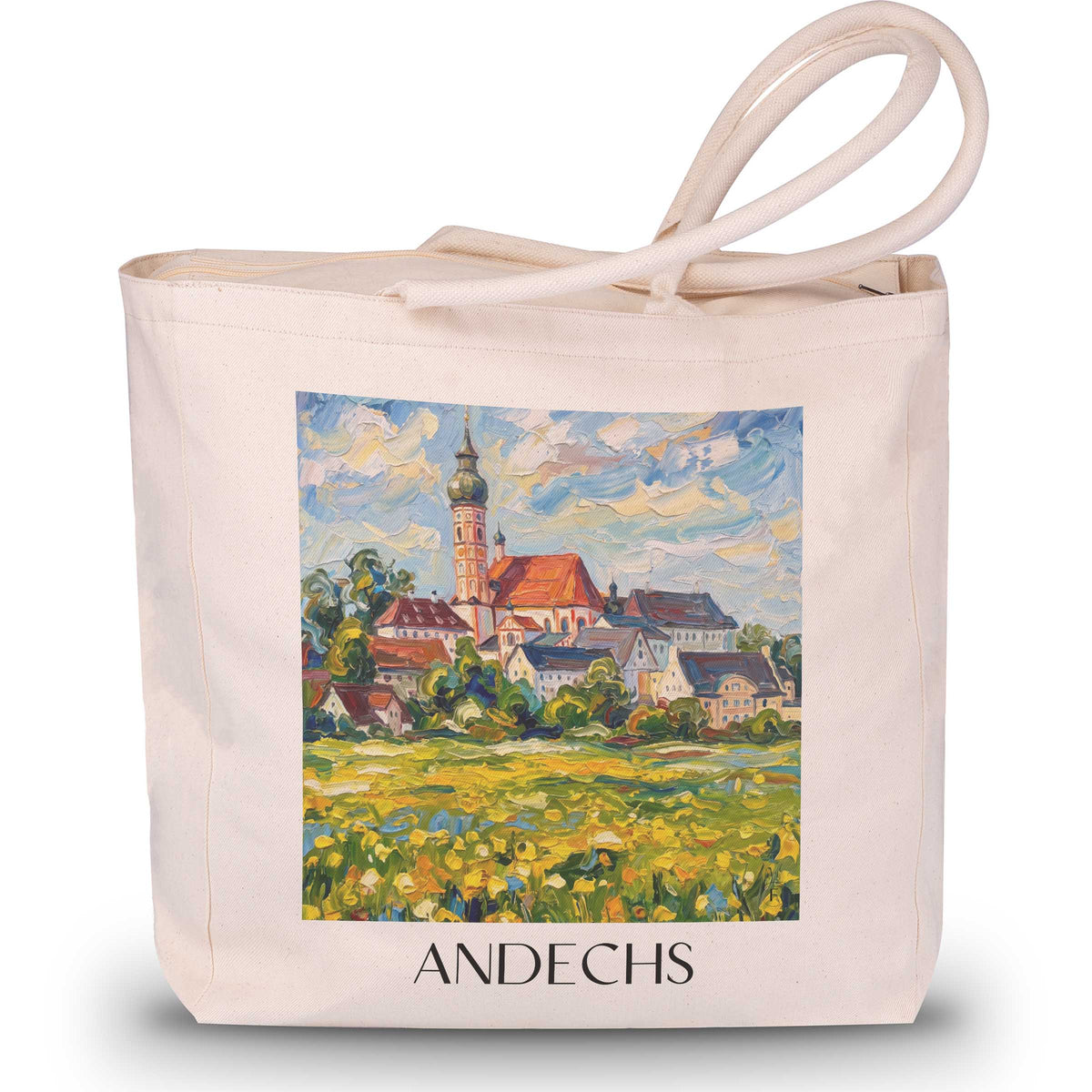 Andechs Shopping Tasche - Bayern - Deutschland Tote Bag - Einkaufstasche im Ölgemälde Stil - favplace