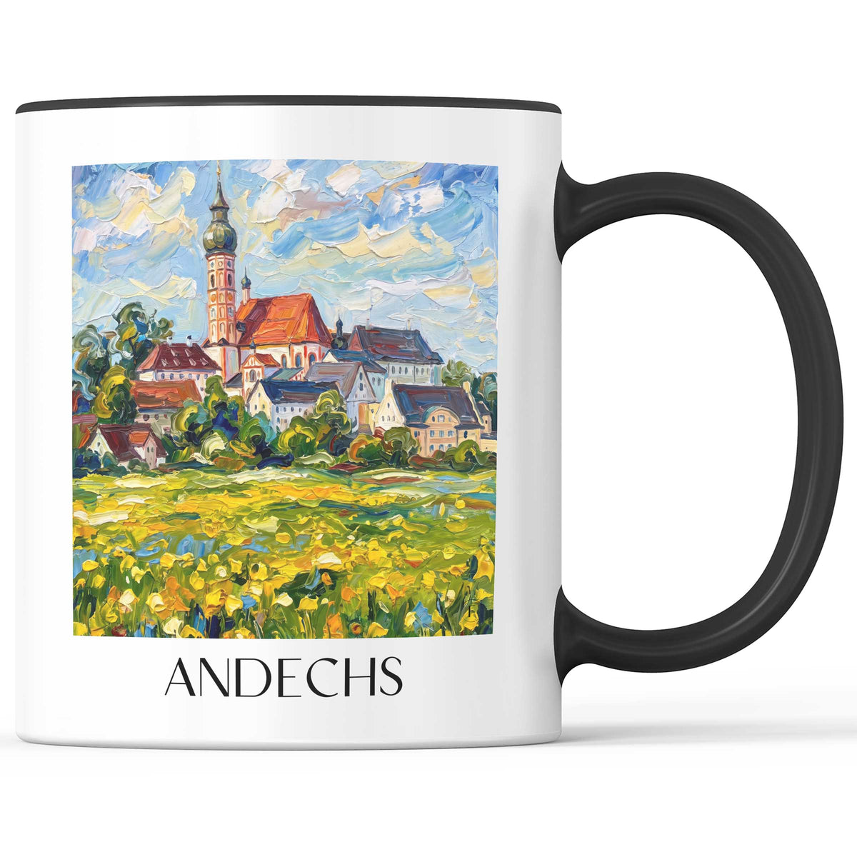Andechs Kaffeebecher - Bayern - Deutschland Becher - Kaffeetasse im Ölgemälde Stil