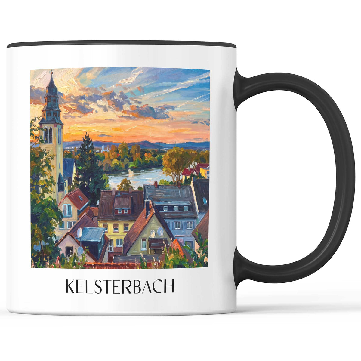 Kelsterbach Kaffeebecher - Rhein-Main - Deutschland Becher - Kaffeetasse im Ölgemälde Stil