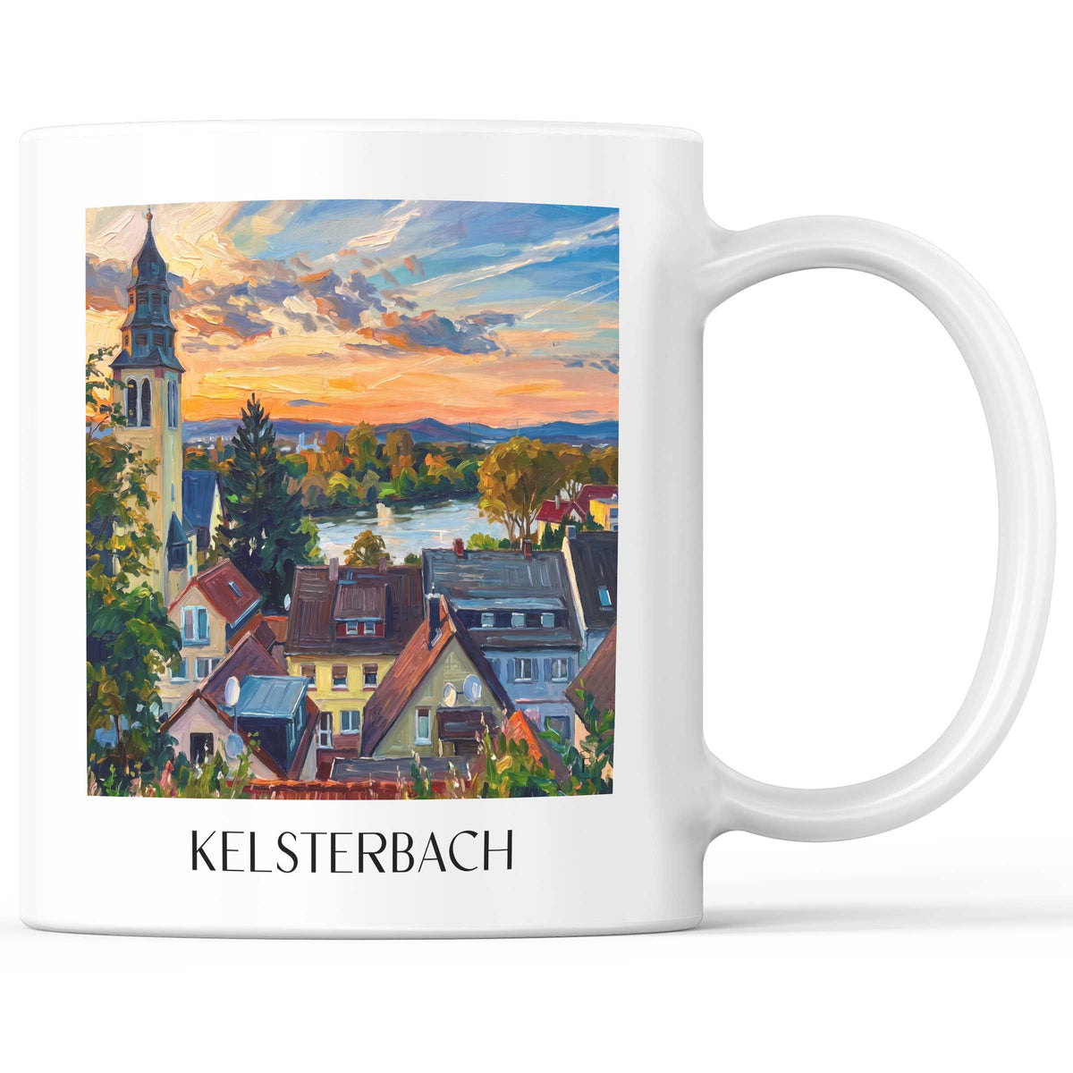 Kelsterbach Kaffeebecher - Rhein-Main - Deutschland Becher - Kaffeetasse im Ölgemälde Stil