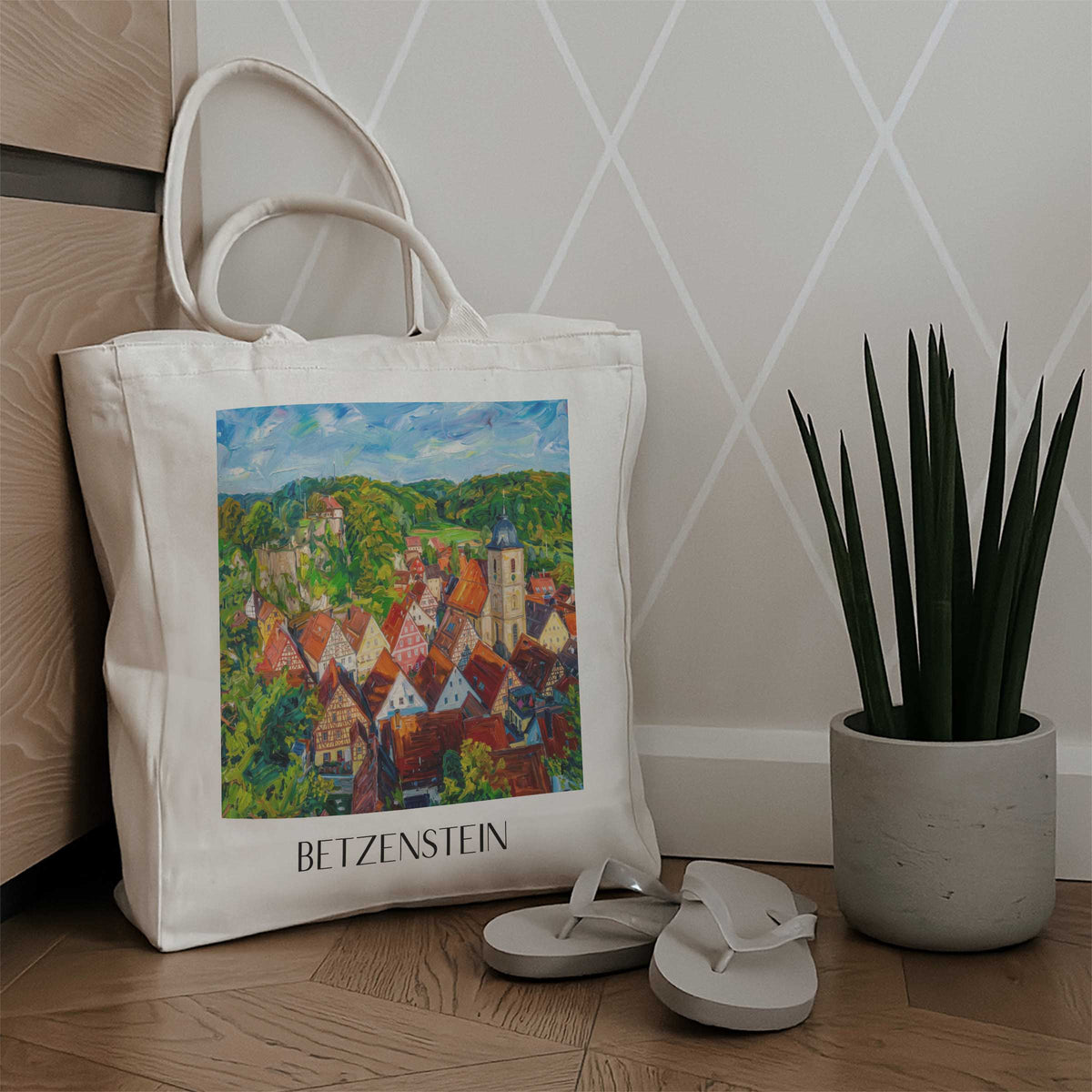 betzenstein-fränkische-schweiz-deutschland-einkaufstasche-oil-painting-oelgemaelde