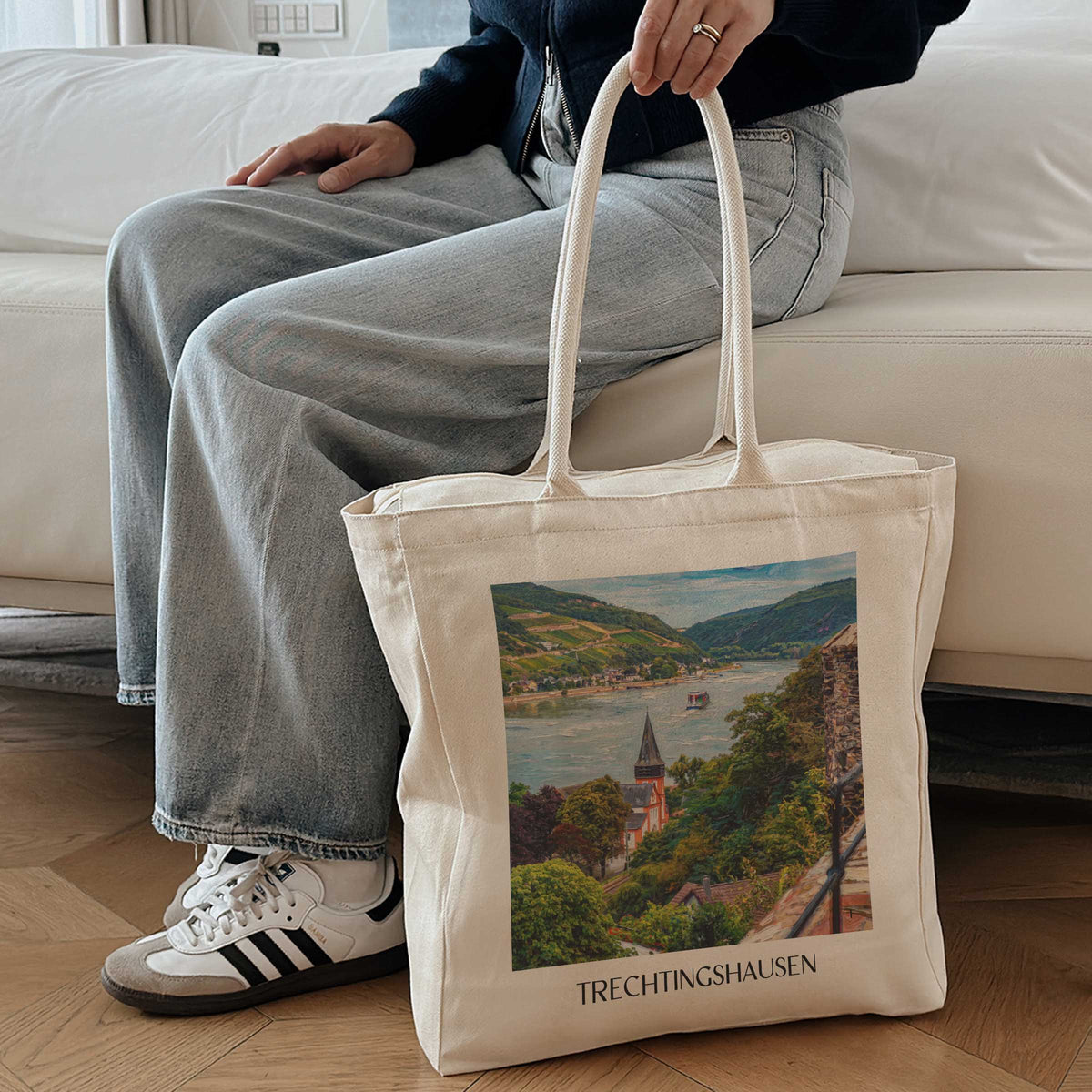 trechtingshausen-mittelrheintal-deutschland-einkaufstasche-oil-painting-oelgemaelde