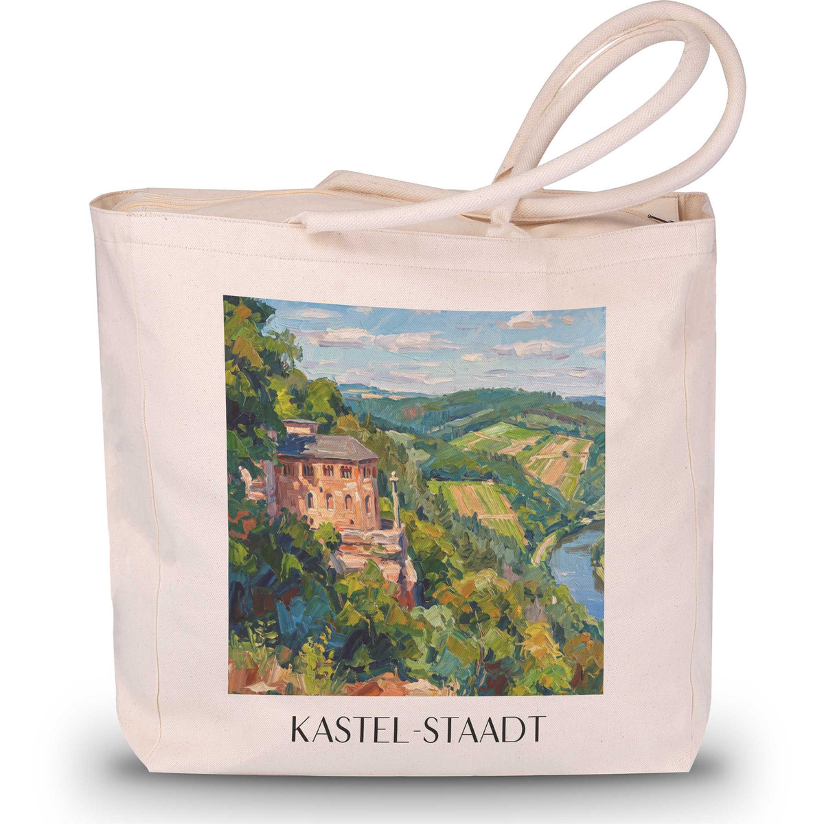 kastel-staadt-saargau-deutschland-einkaufstasche-oil-painting-oelgemaelde