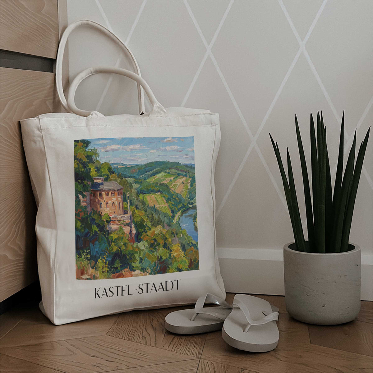 kastel-staadt-saargau-deutschland-einkaufstasche-oil-painting-oelgemaelde