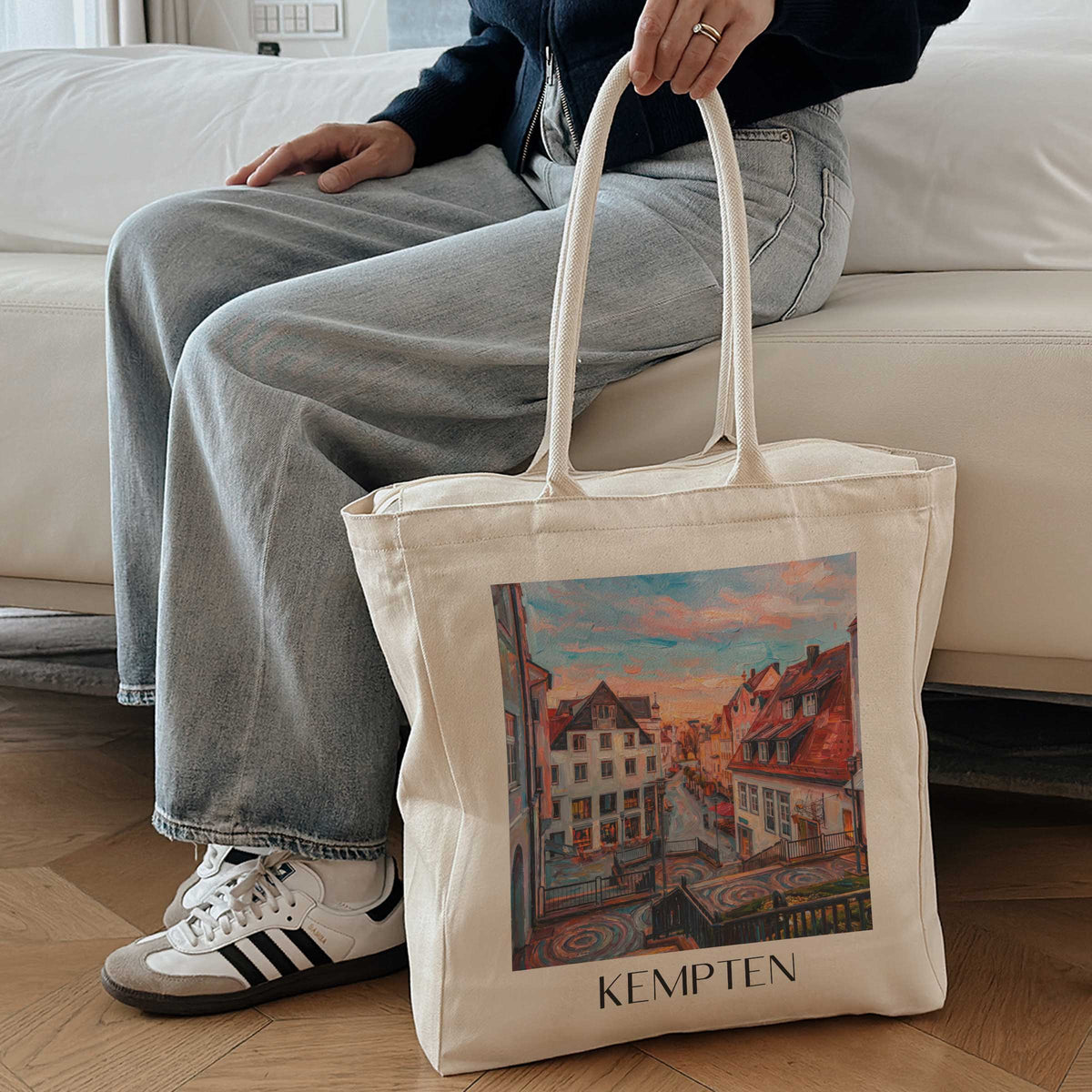 kempten-allgäu-deutschland-einkaufstasche-oil-painting-oelgemaelde