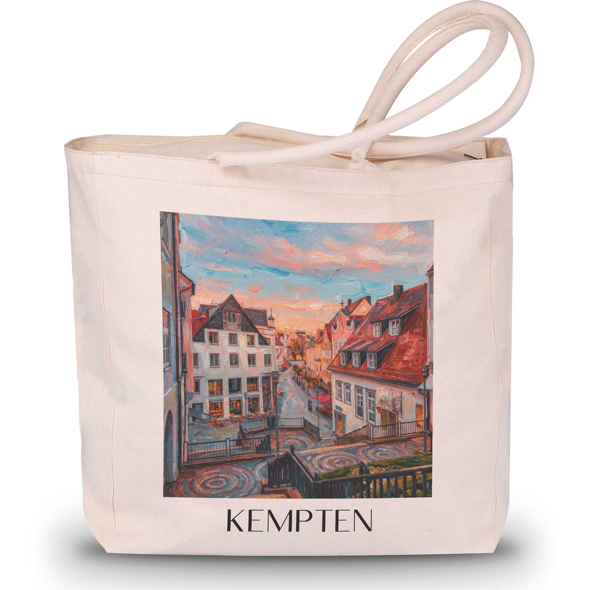 Kempten Shopping Tasche - Allgäu - Deutschland Tote Bag - Einkaufstasche im Ölgemälde Stil - favplace