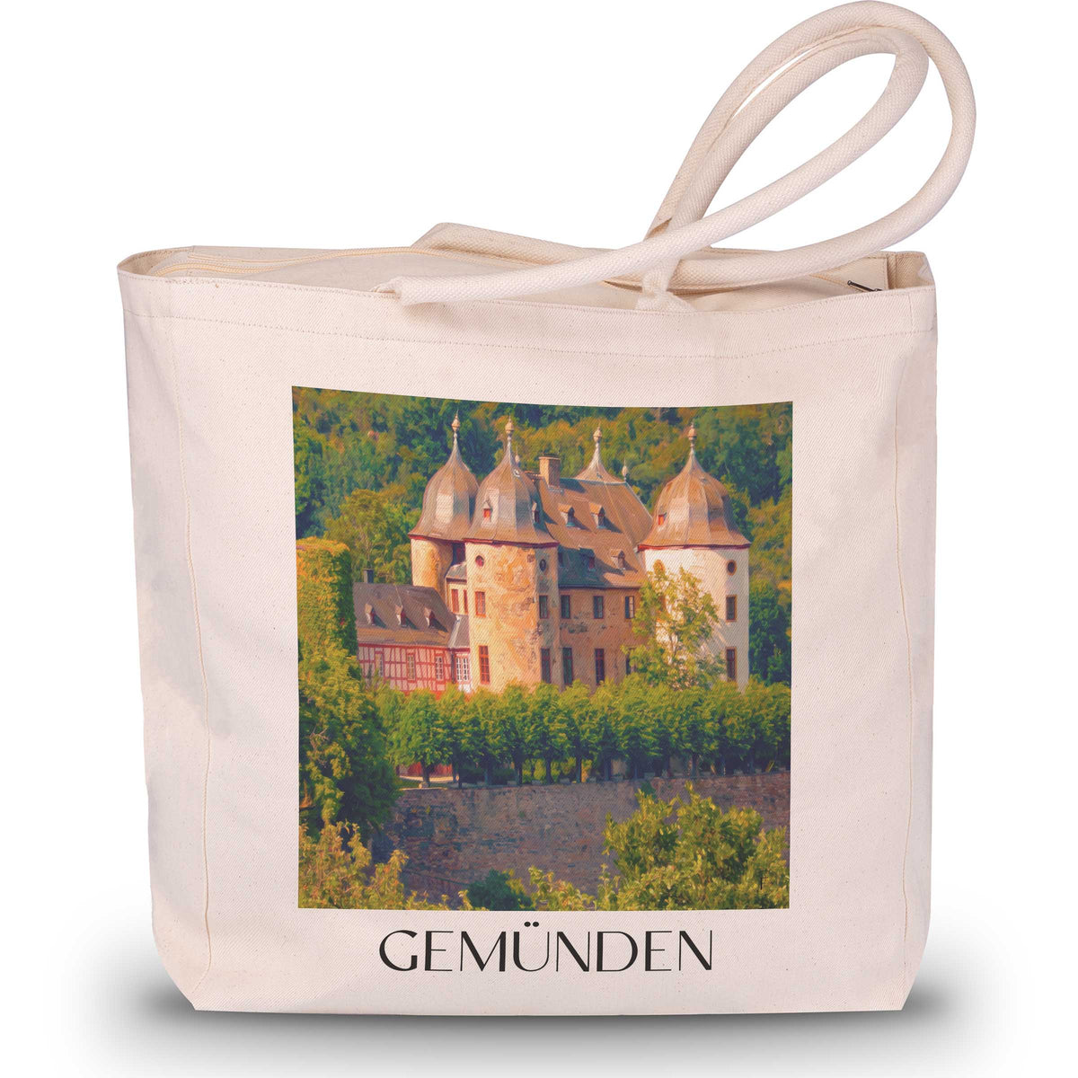 gemünden-hunsrück-deutschland-einkaufstasche-oil-painting-oelgemaelde