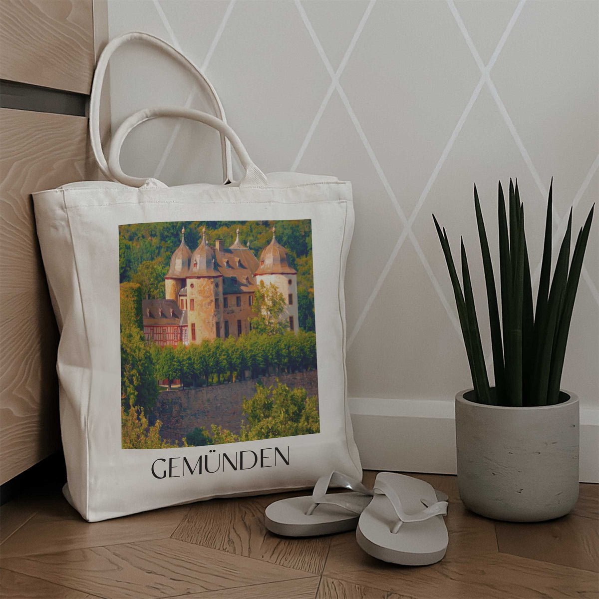 gemünden-hunsrück-deutschland-einkaufstasche-oil-painting-oelgemaelde
