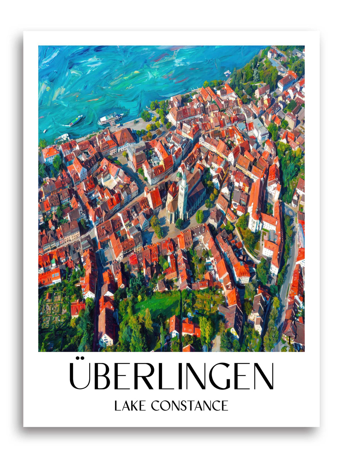 Überlingen Poster - Bodensee - Deutschland Kunstdruck - Ölgemälde von A4 bis A1