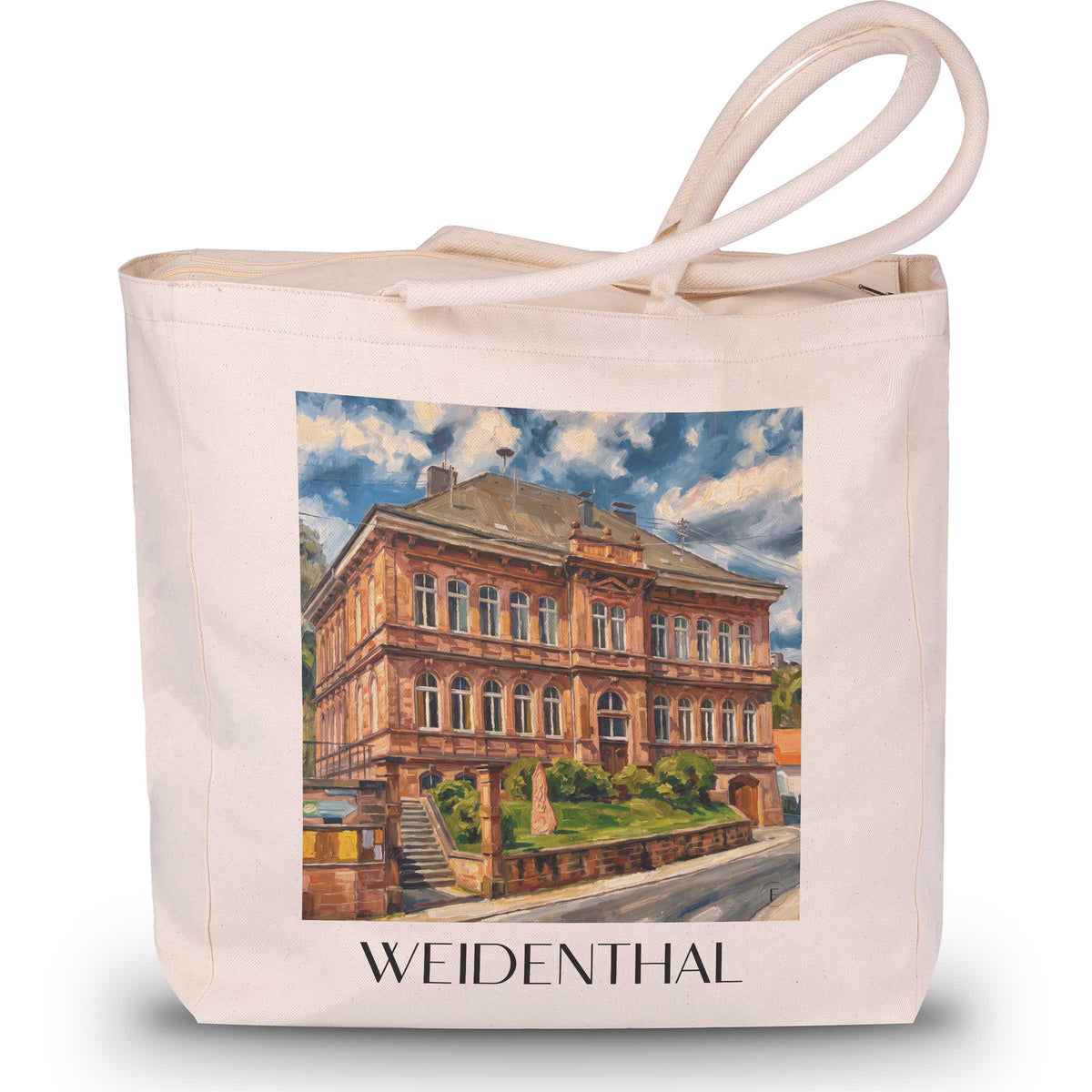 weidenthal-pfälzerwald-deutschland-einkaufstasche-oil-painting-oelgemaelde