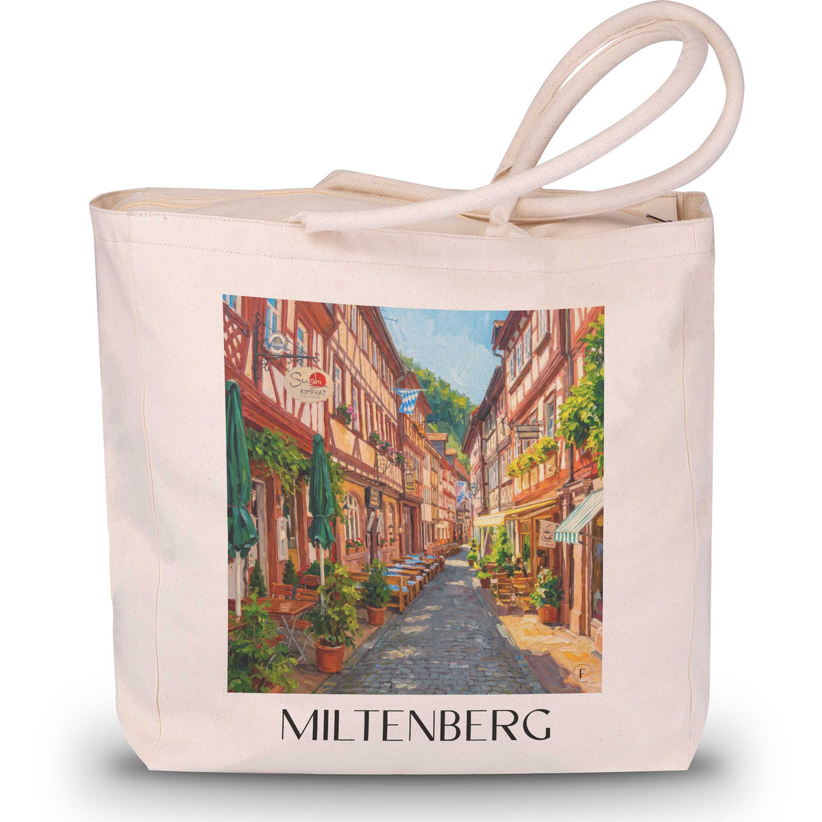 miltenberg-spessart-deutschland-einkaufstasche-oil-painting-oelgemaelde