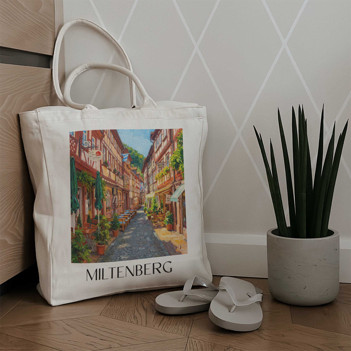 miltenberg-spessart-deutschland-einkaufstasche-oil-painting-oelgemaelde