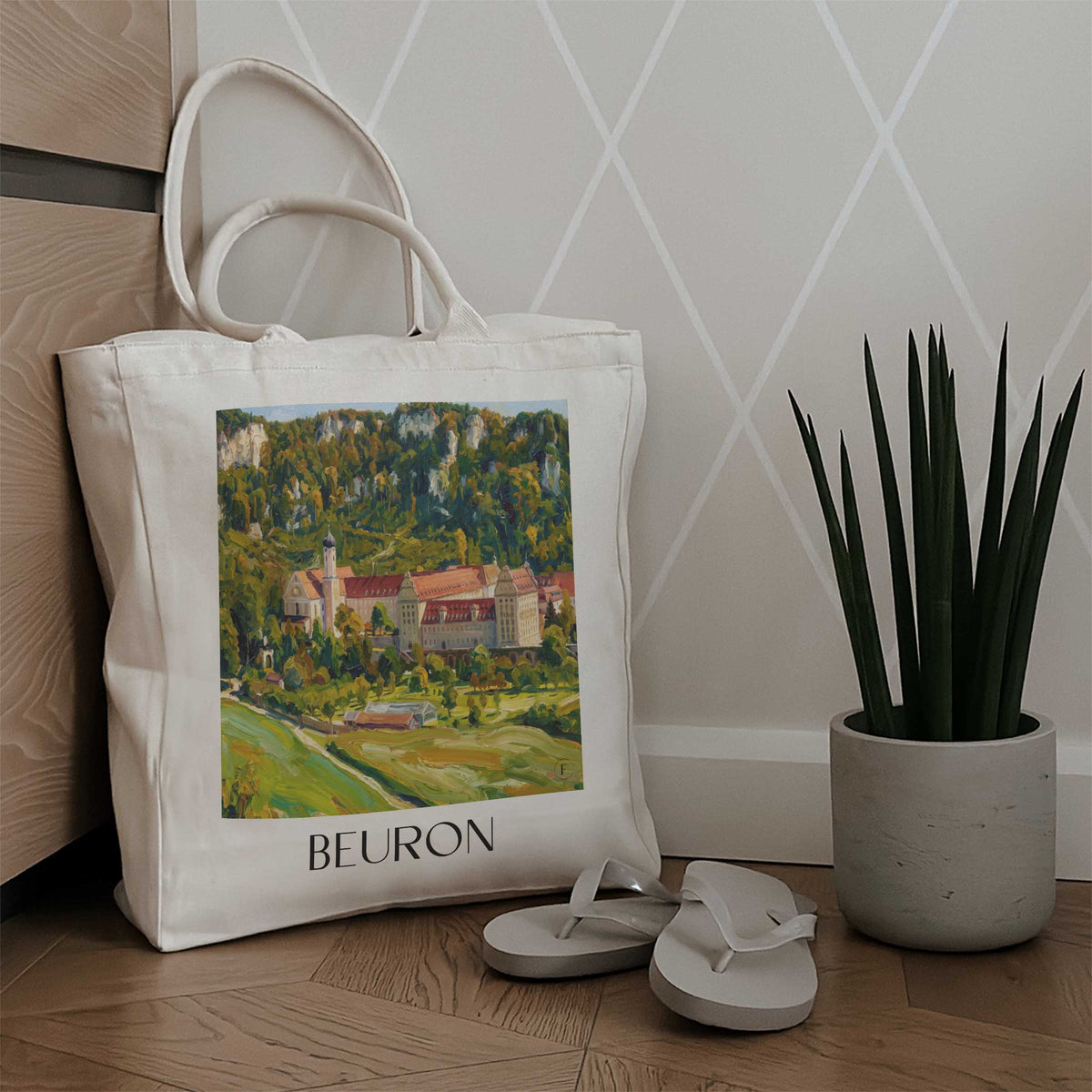 beuron-schwäbische-alb-deutschland-einkaufstasche-oil-painting-oelgemaelde