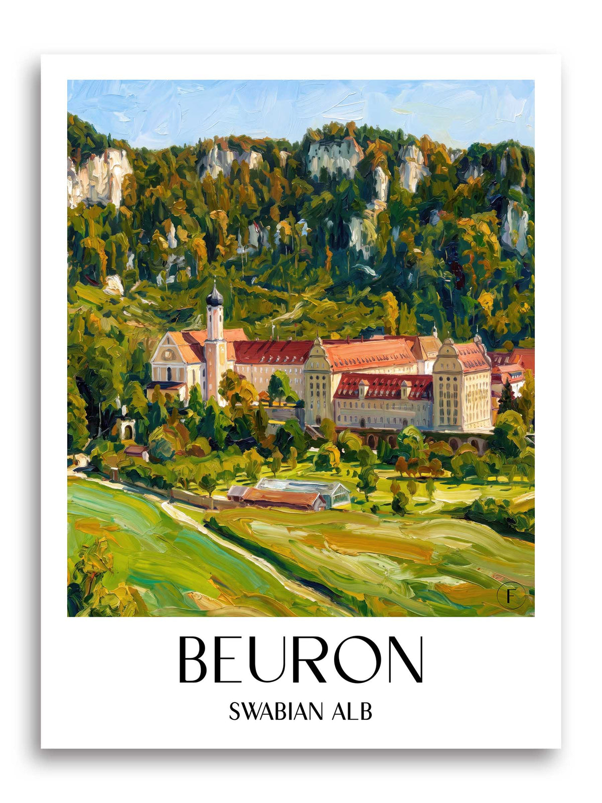 Beuron Poster - Schwäbische Alb - Deutschland Kunstdruck - Ölgemälde von A4 bis A1