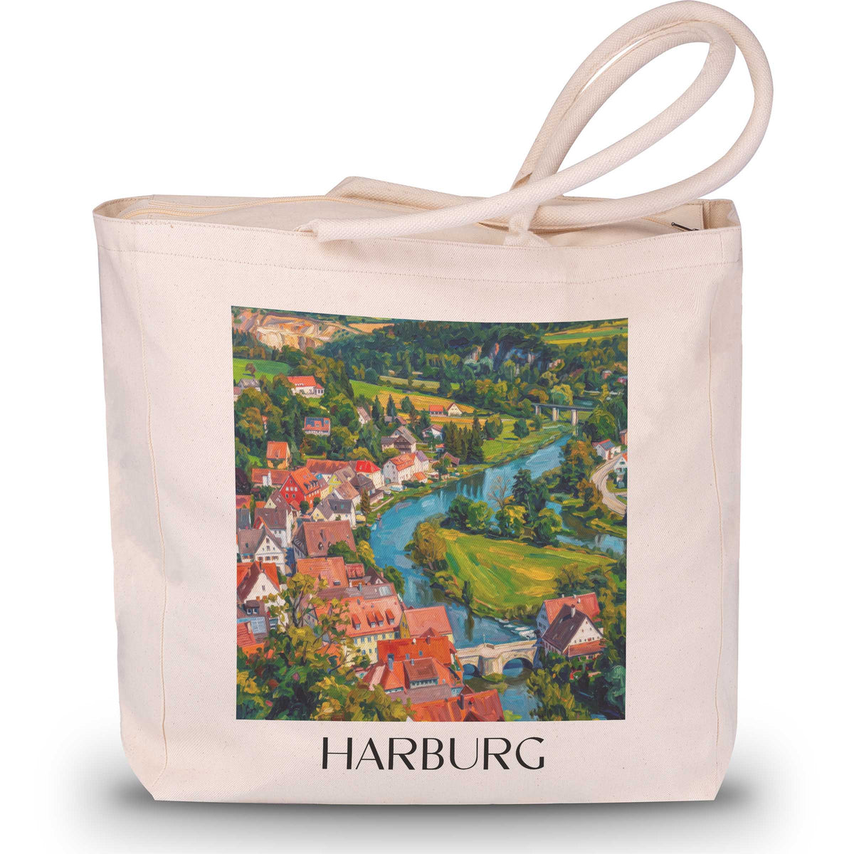 harburg-schwäbische-alb-deutschland-einkaufstasche-oil-painting-oelgemaelde