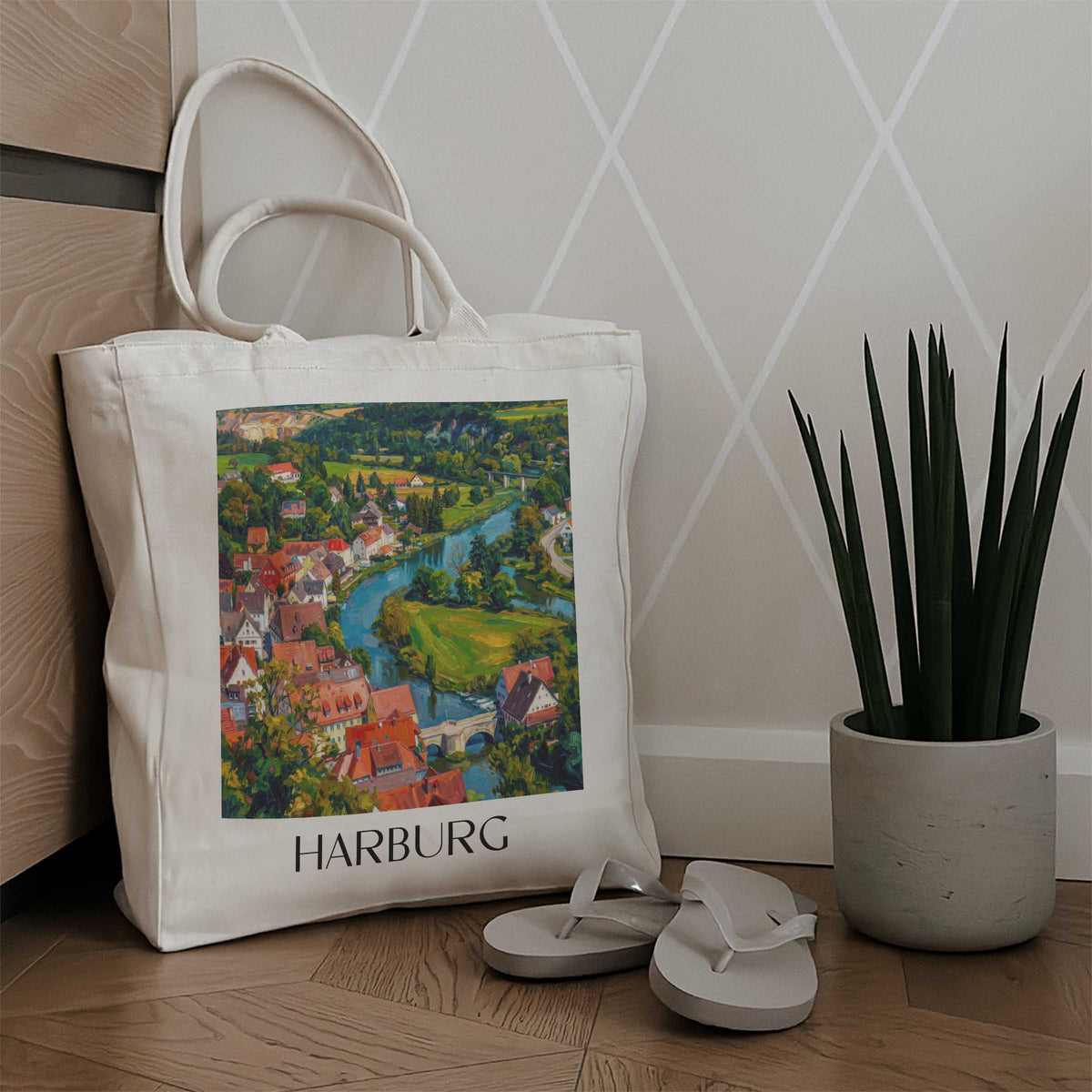 harburg-schwäbische-alb-deutschland-einkaufstasche-oil-painting-oelgemaelde