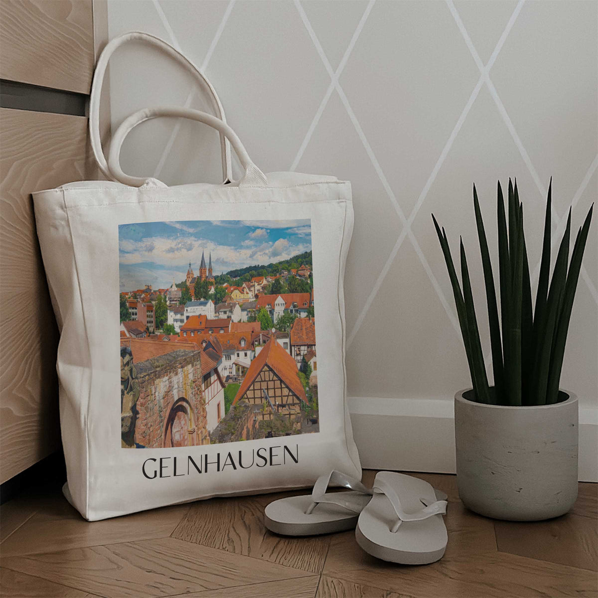 gelnhausen-spessart-deutschland-einkaufstasche-oil-painting-oelgemaelde