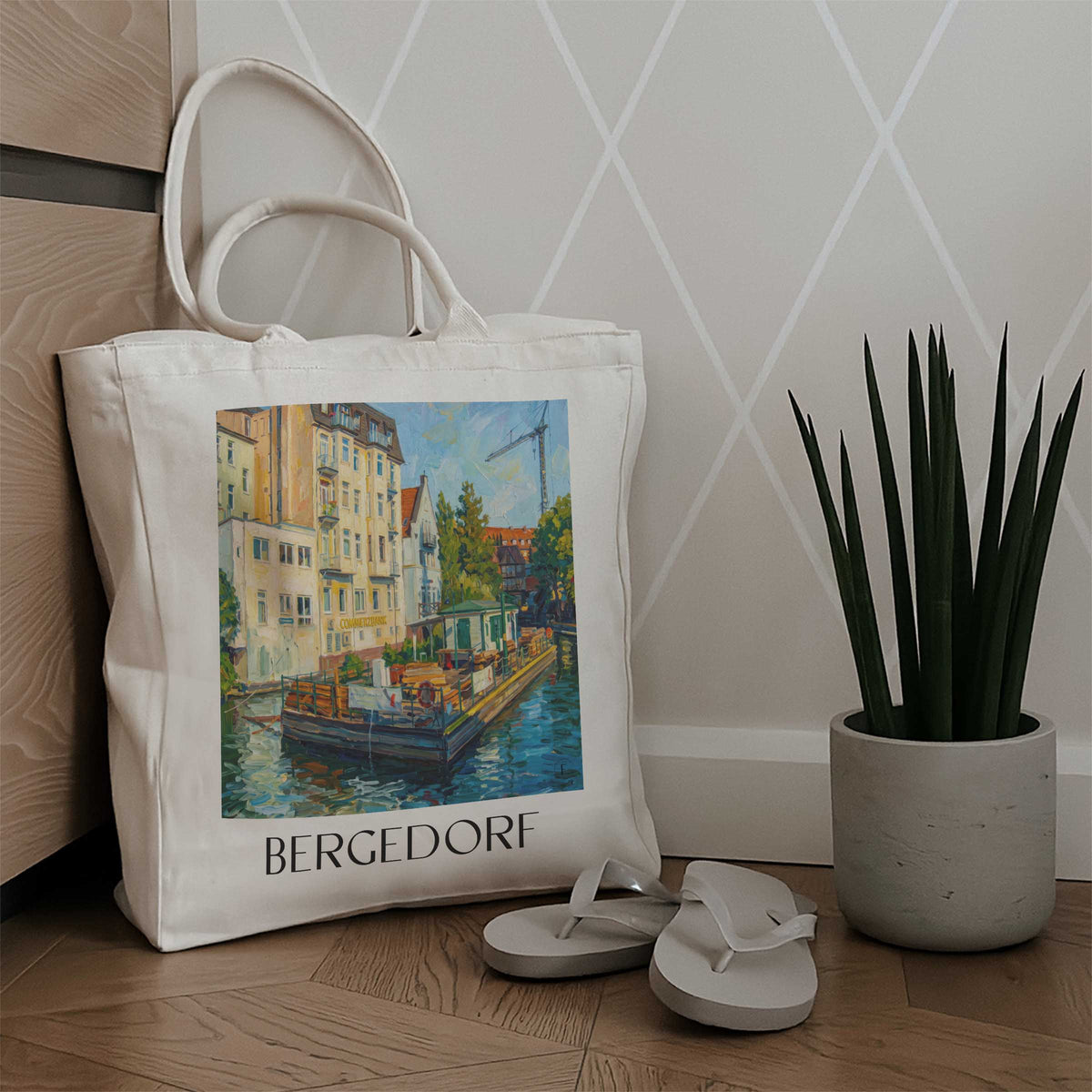 bergedorf-hamburg-deutschland-einkaufstasche-oil-painting-oelgemaelde