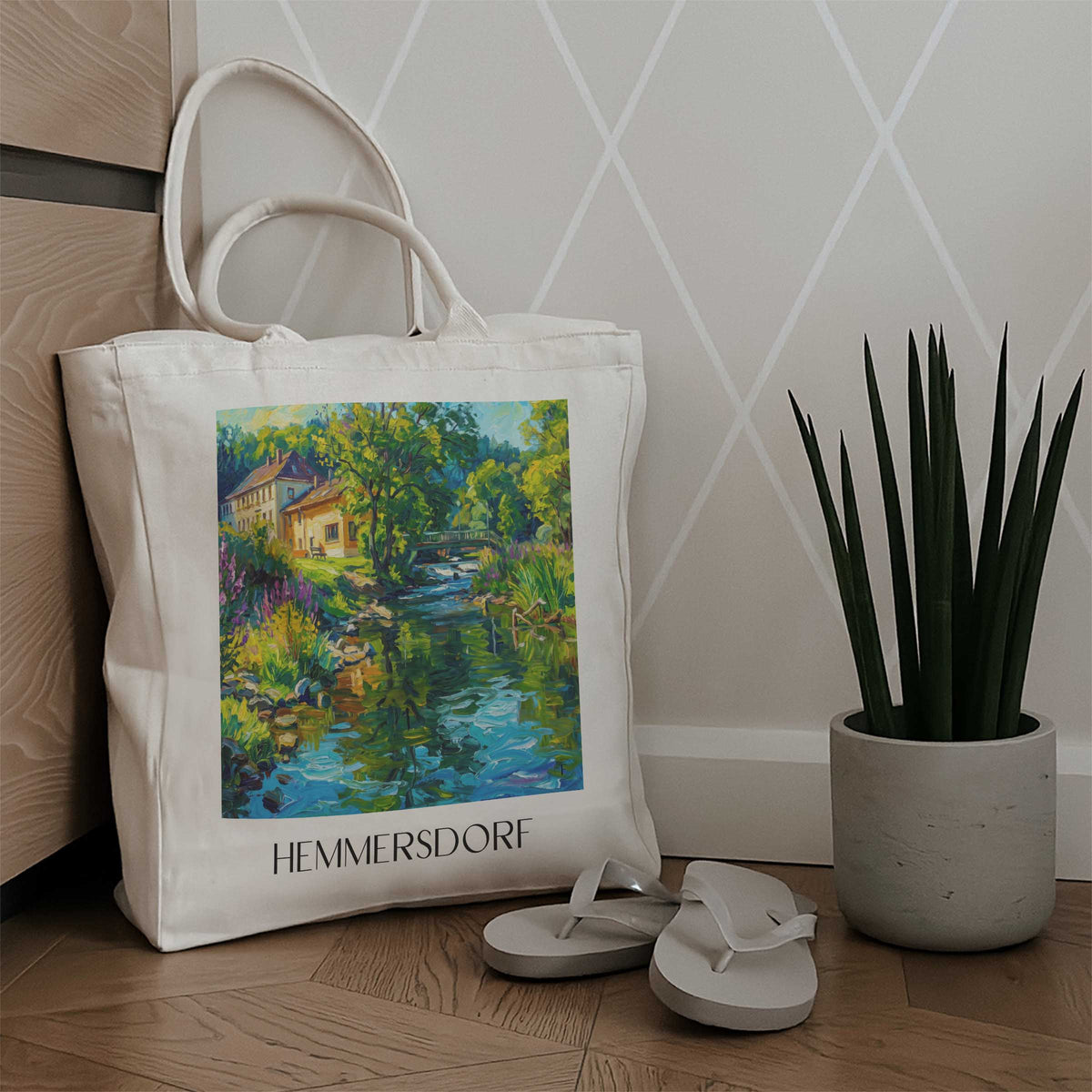 hemmersdorf-saarland-deutschland-einkaufstasche-oil-painting-oelgemaelde