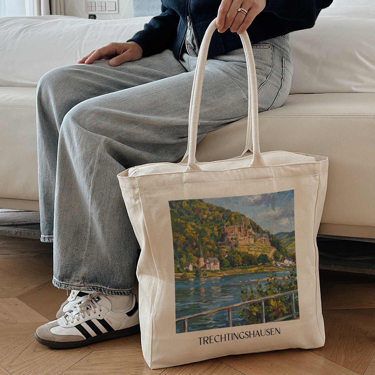 trechtingshausen-mittelrheintal-deutschland-einkaufstasche-oil-painting-oelgemaelde