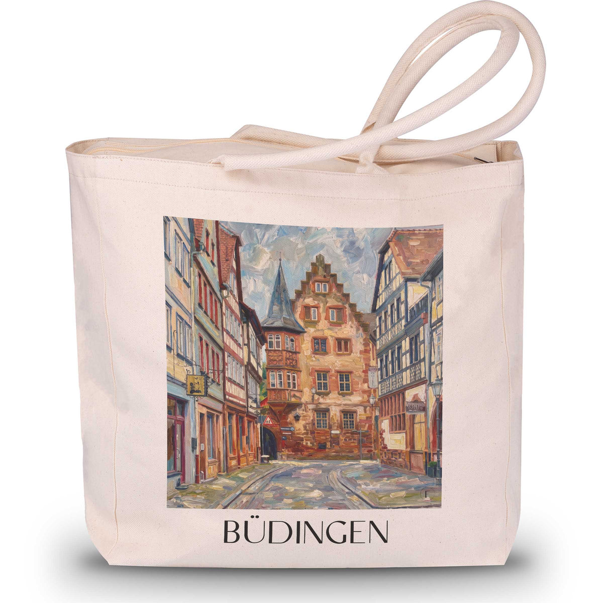 büdingen-wetterau-deutschland-einkaufstasche-oil-painting-oelgemaelde