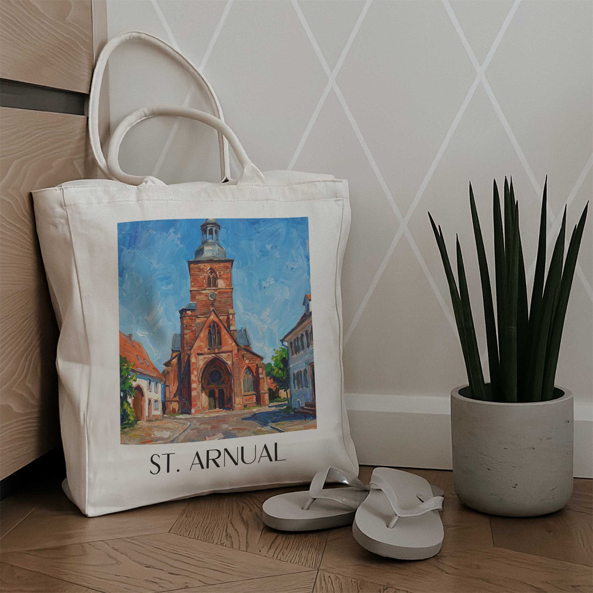 st.-arnual-saarbrücken-deutschland-einkaufstasche-oil-painting-oelgemaelde
