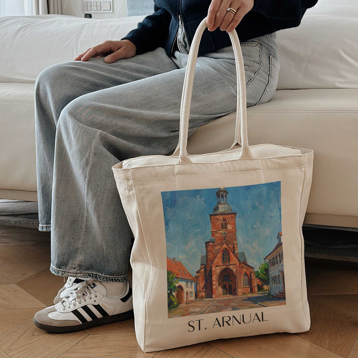 st.-arnual-saarbrücken-deutschland-einkaufstasche-oil-painting-oelgemaelde