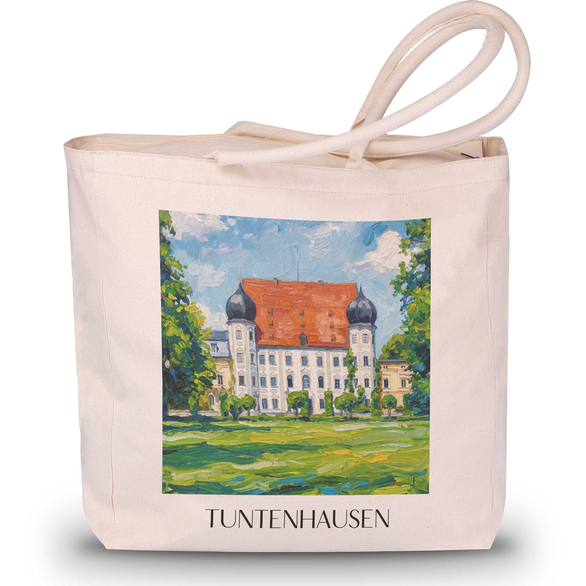 Tuntenhausen Shopping Tasche - Chiemgau - Deutschland Tote Bag - Einkaufstasche im Ölgemälde Stil - favplace