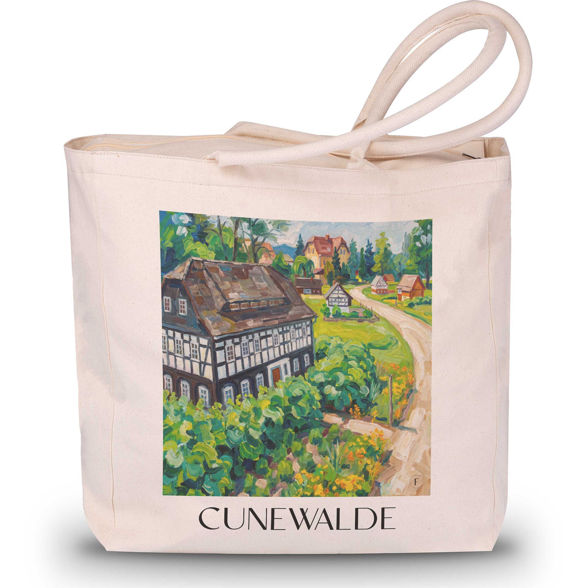 cunewalde-oberlausitz-deutschland-einkaufstasche-oil-painting-oelgemaelde