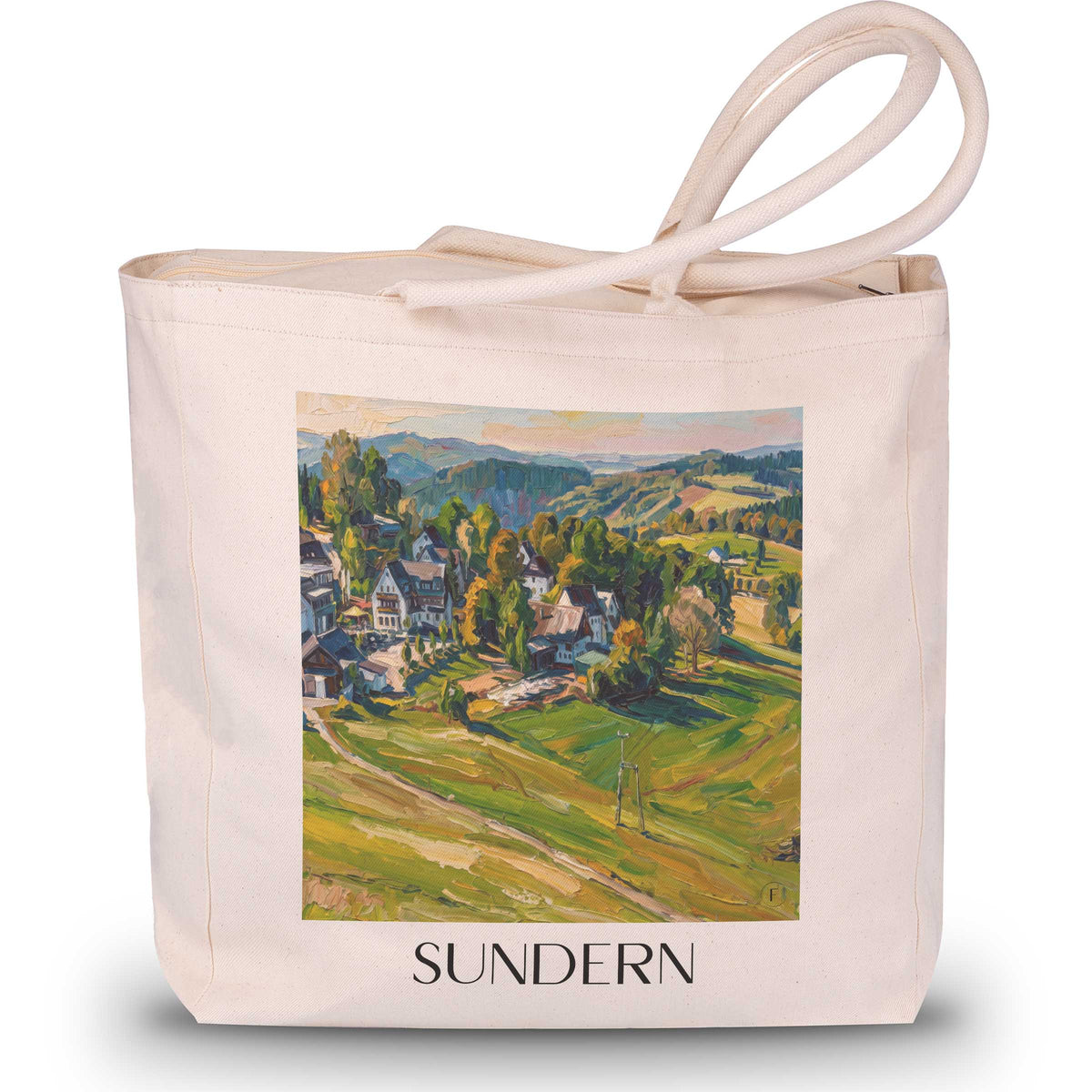 Sundern Shopping Tasche - Sauerland - Deutschland Tote Bag - Einkaufstasche im Ölgemälde Stil - favplace